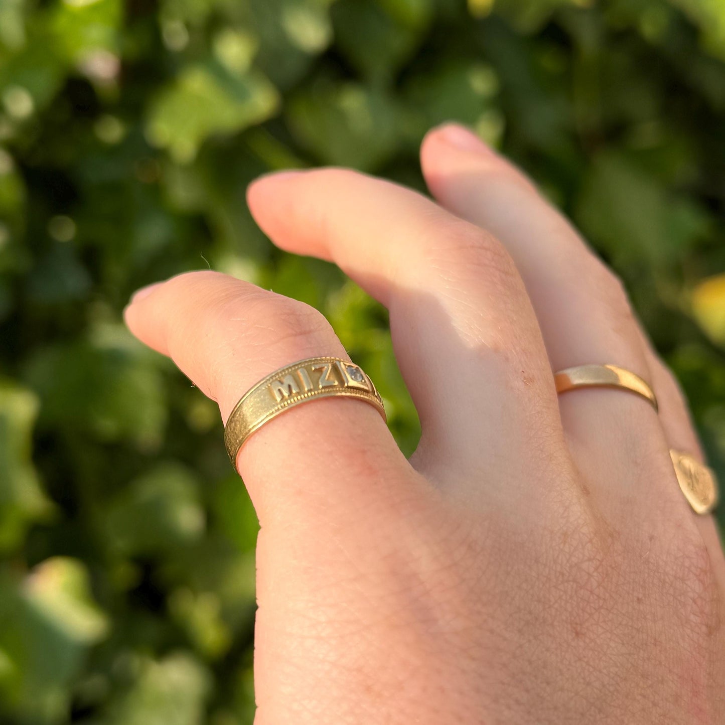 Victorian Diamond Set Mizpah Ring Created In 18 Carat Gold; Circa 1876