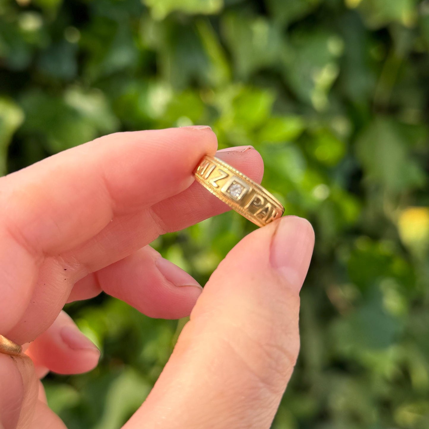Victorian Diamond Set Mizpah Ring Created In 18 Carat Gold; Circa 1876