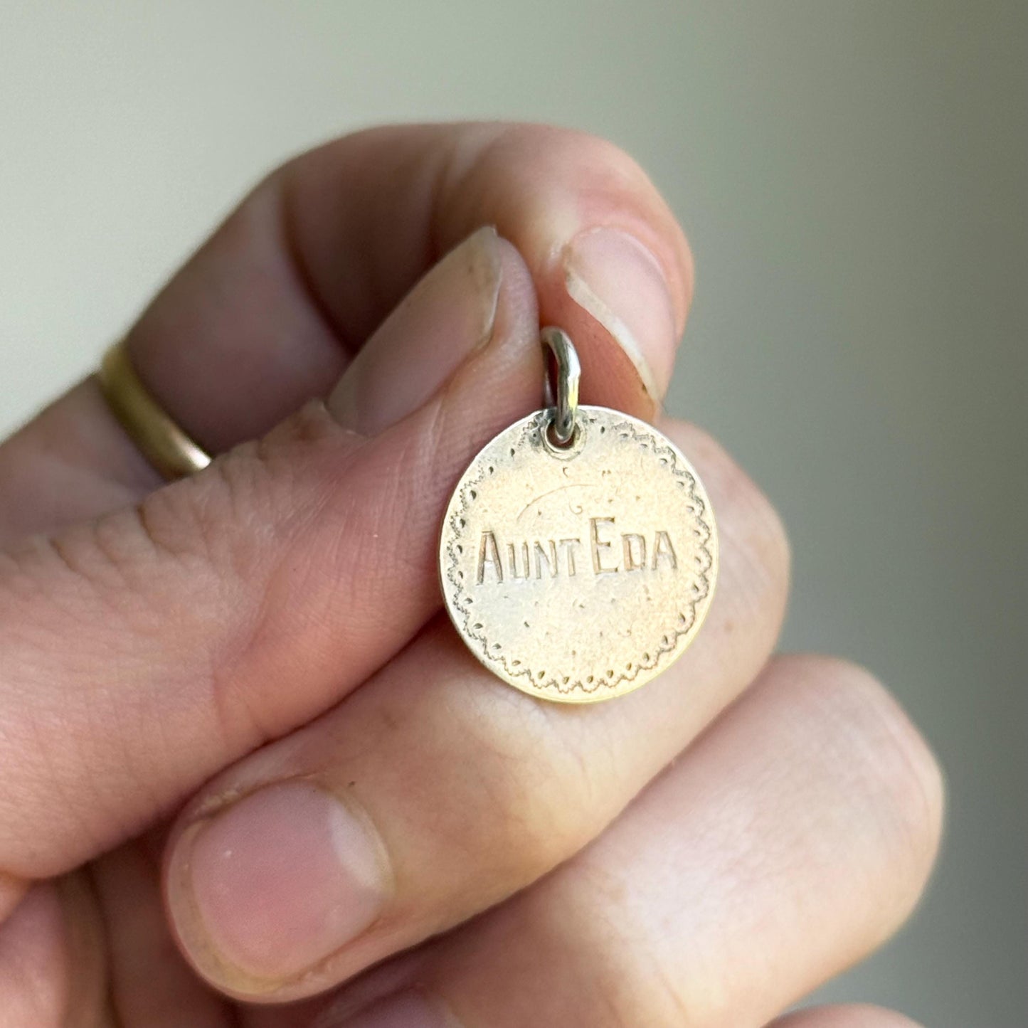 Victorian Love Token 'Aunt Eda' Coin Pendant; Circa 1860
