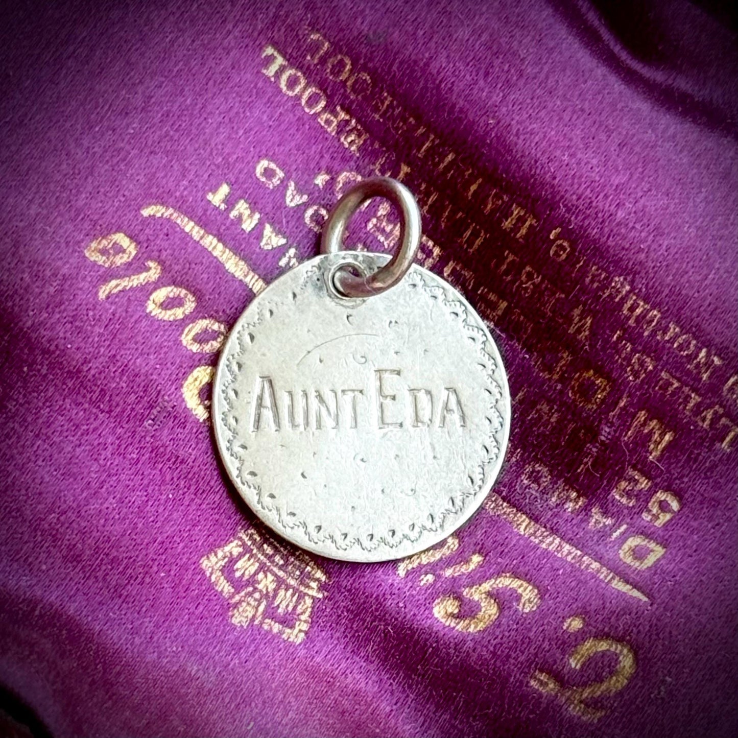 Victorian Love Token 'Aunt Eda' Coin Pendant; Circa 1860