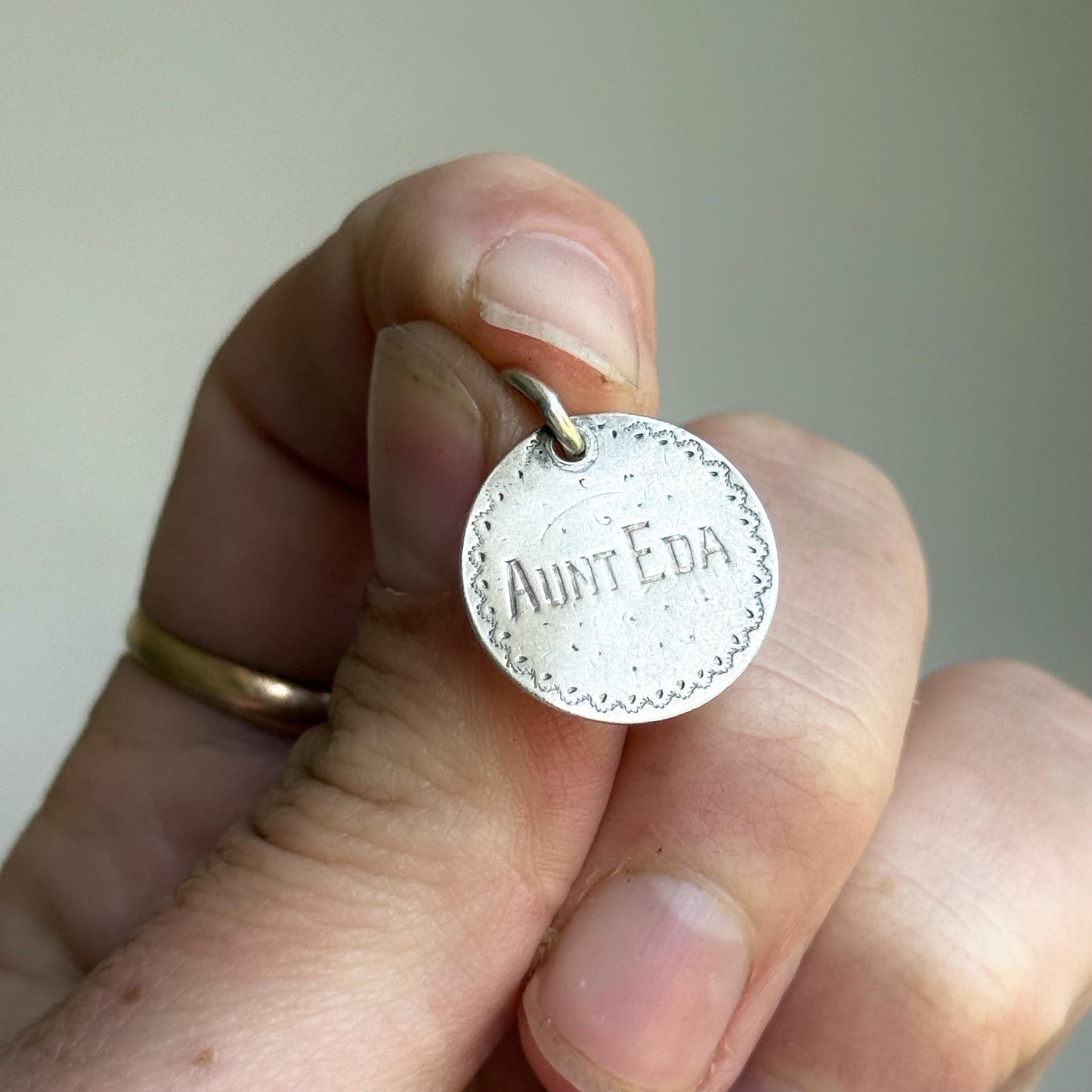 Victorian Love Token 'Aunt Eda' Coin Pendant; Circa 1860