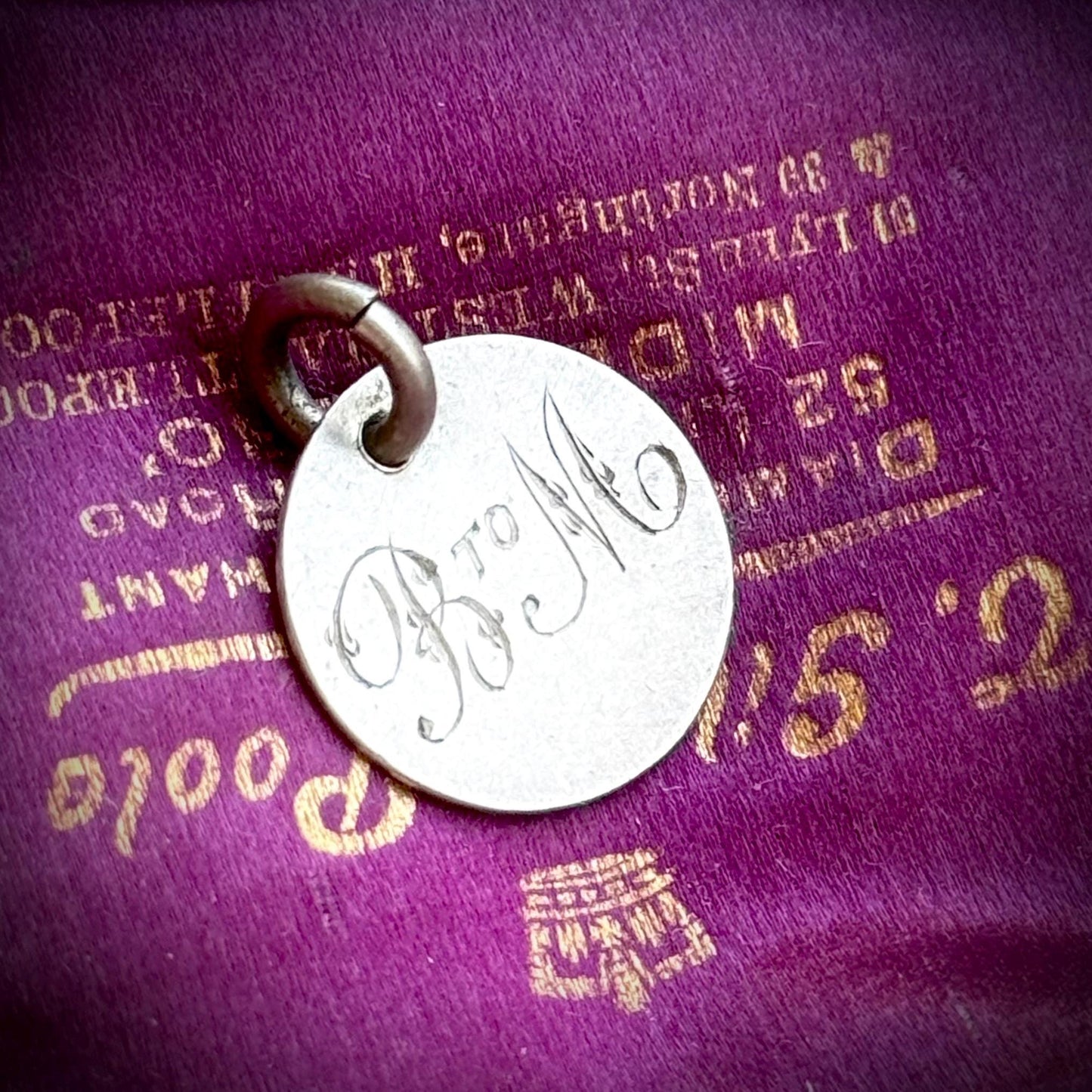 Victorian Love Token 'B to M' Coin Pendant; Circa 1860