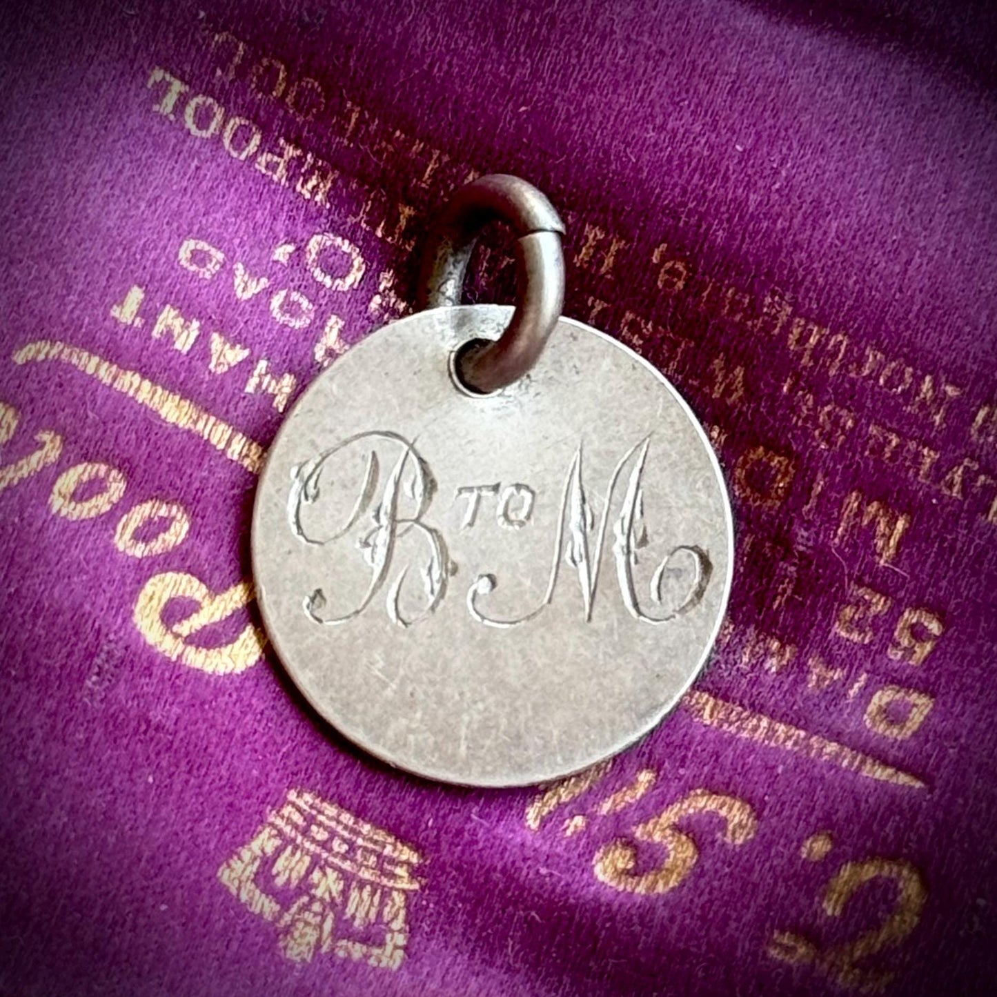 Victorian Love Token 'B to M' Coin Pendant; Circa 1860