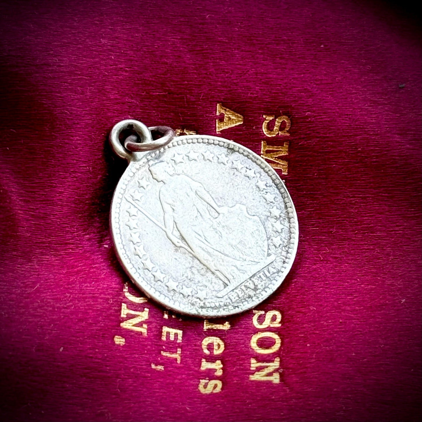 Victorian Love Token 'Montreux Coin Pendant; Circa 1898