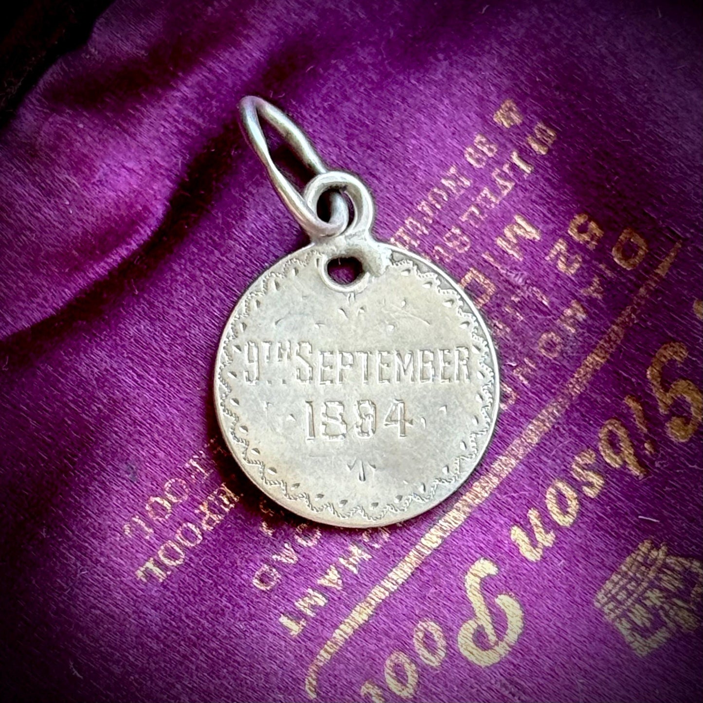 Victorian Love Token Coin Pendant; Circa 1884