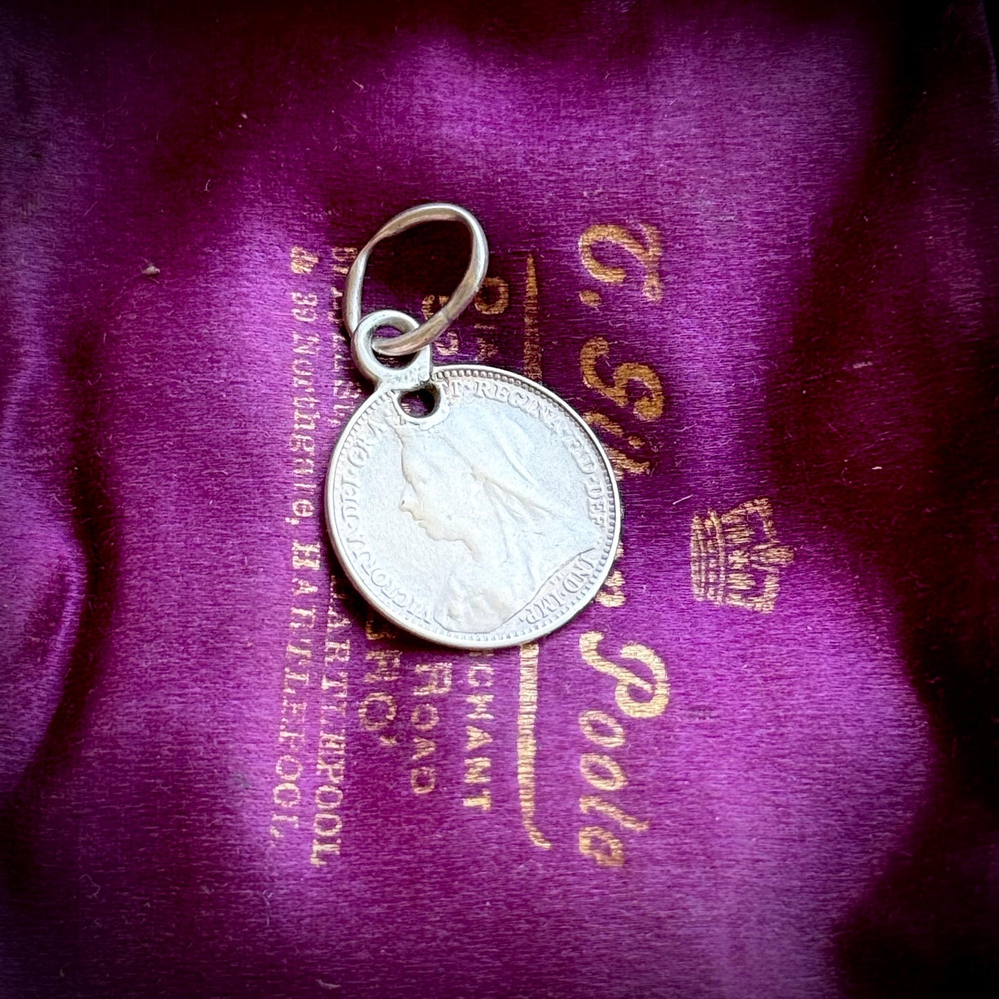 Victorian Love Token Coin Pendant; Circa 1884