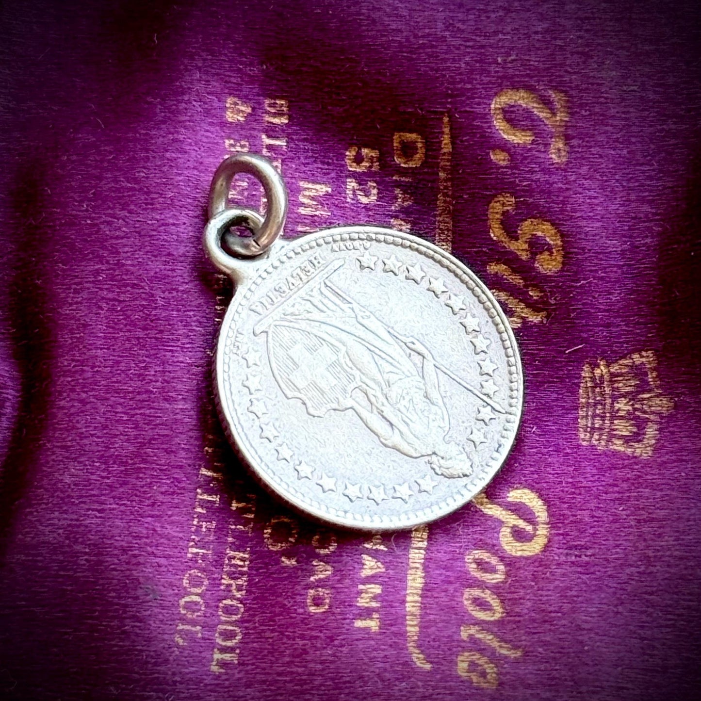 Antique Love Token 'Marécottes' Coin Pendant; Circa 1900