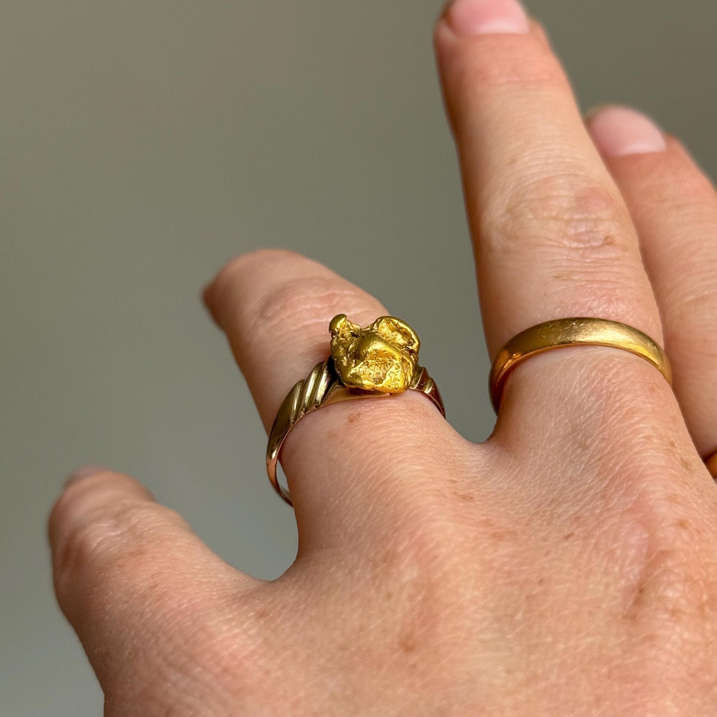 Antique Gold Nugget Ring In 9 Carat Rose Gold; Circa 1880