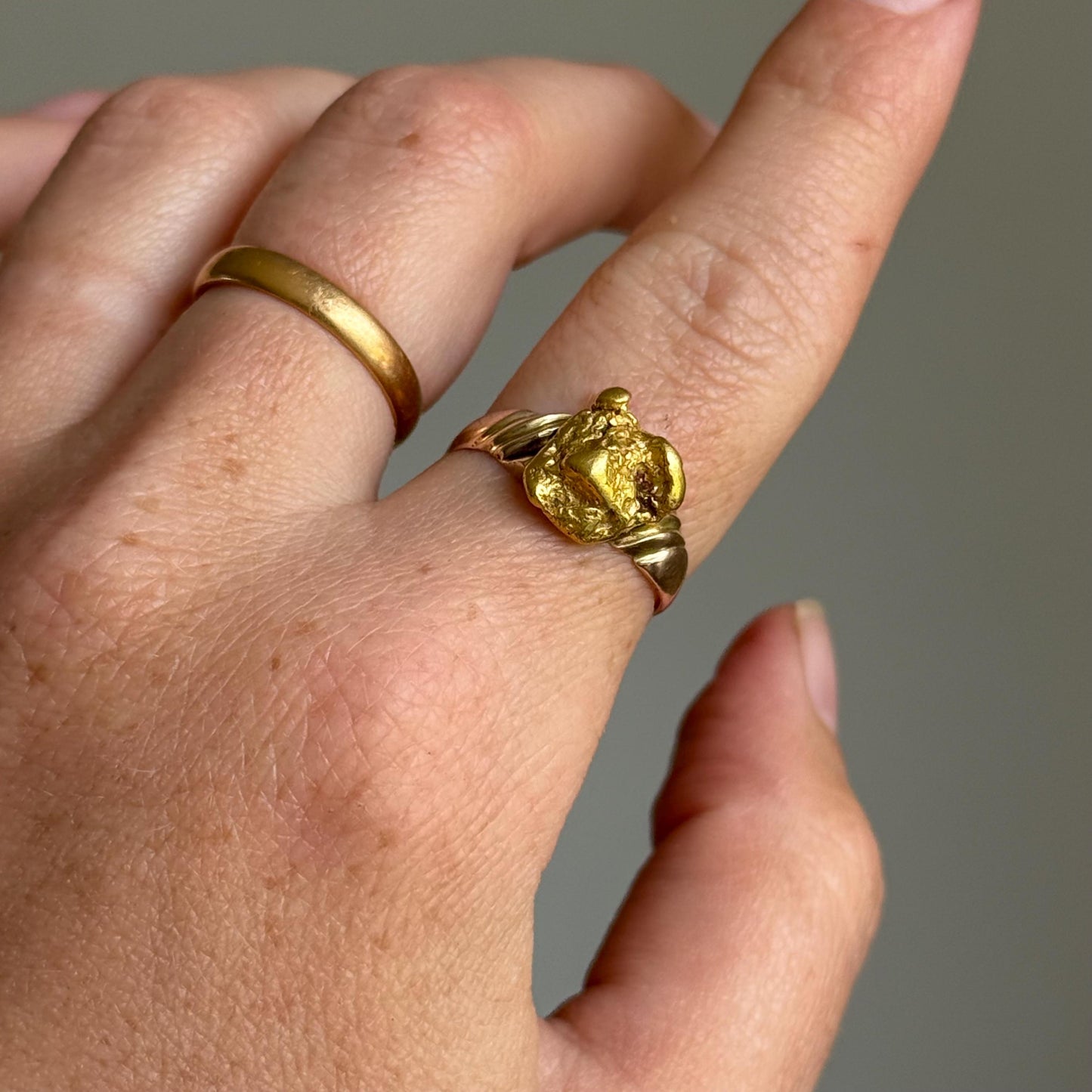 Antique Gold Nugget Ring In 9 Carat Rose Gold; Circa 1880