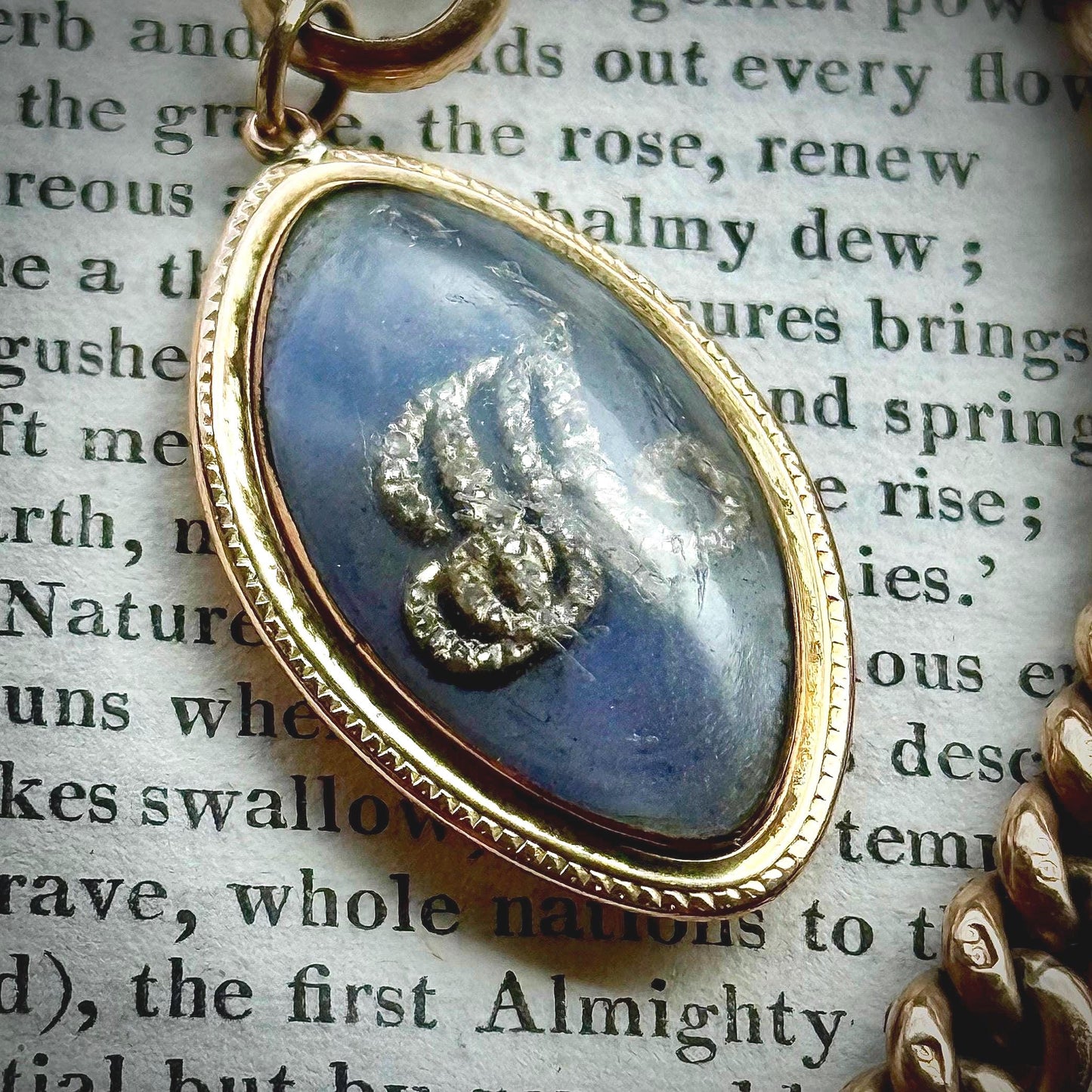Georgian Diamond Set Mourning Pendant in 9 Carat Gold; Circa 1793