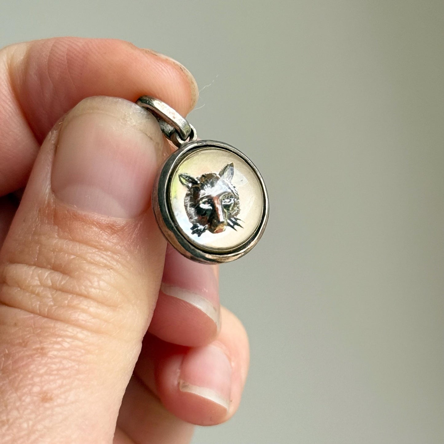 Vintage Trompe loeil Fox Handmade Pendant in Sterling Silver