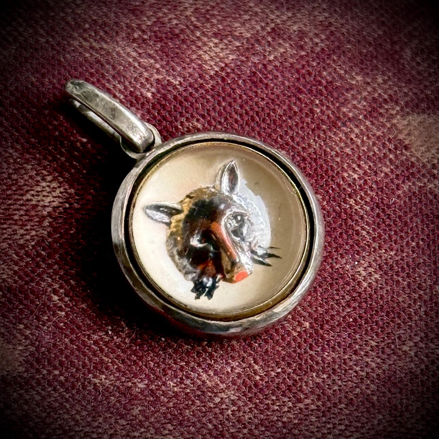 Vintage Trompe loeil Fox Handmade Pendant in Sterling Silver