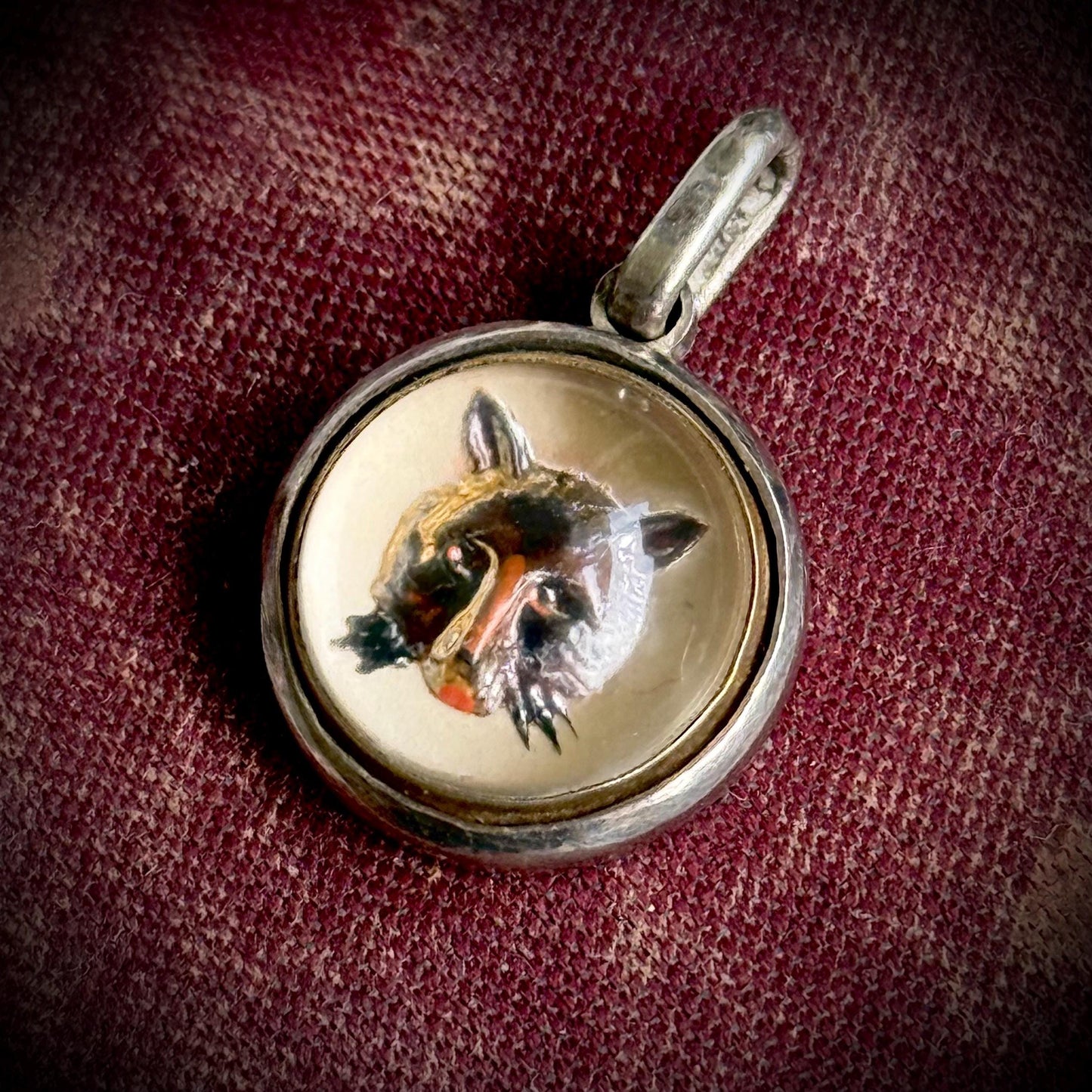 Vintage Trompe loeil Fox Handmade Pendant in Sterling Silver