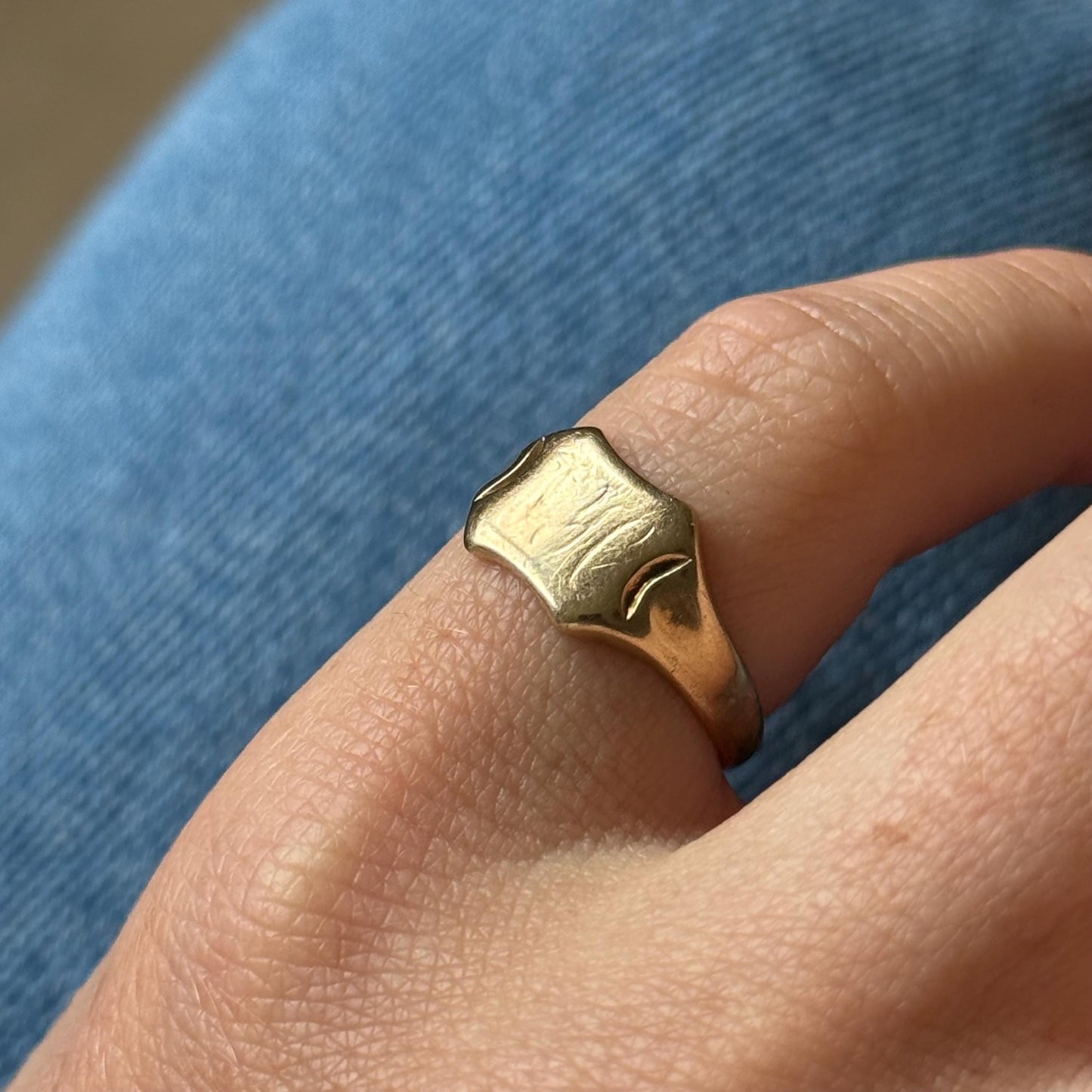 Vintage Sentimental Signet Ring in 9 Carat Gold; Circa 1941