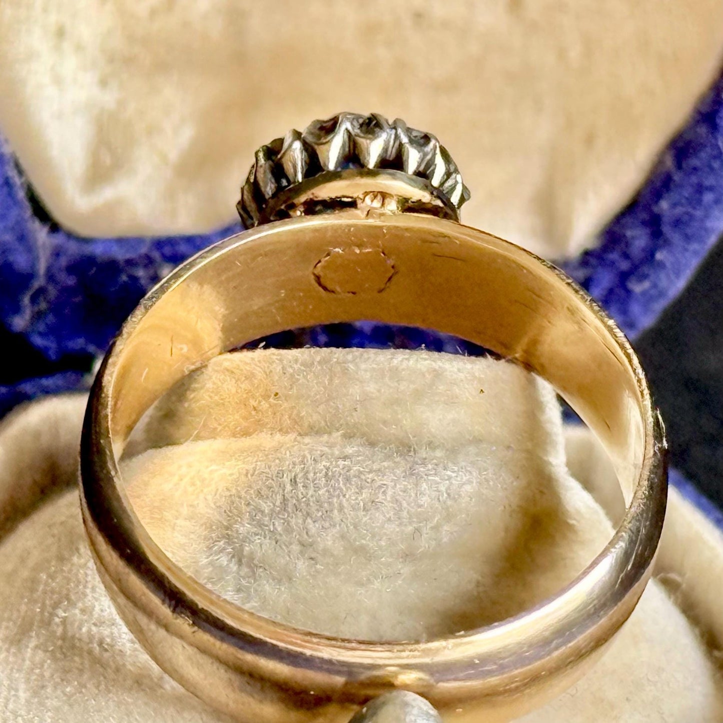 Antique Sapphire & Diamond Cluster Ring in 9 Carat Gold