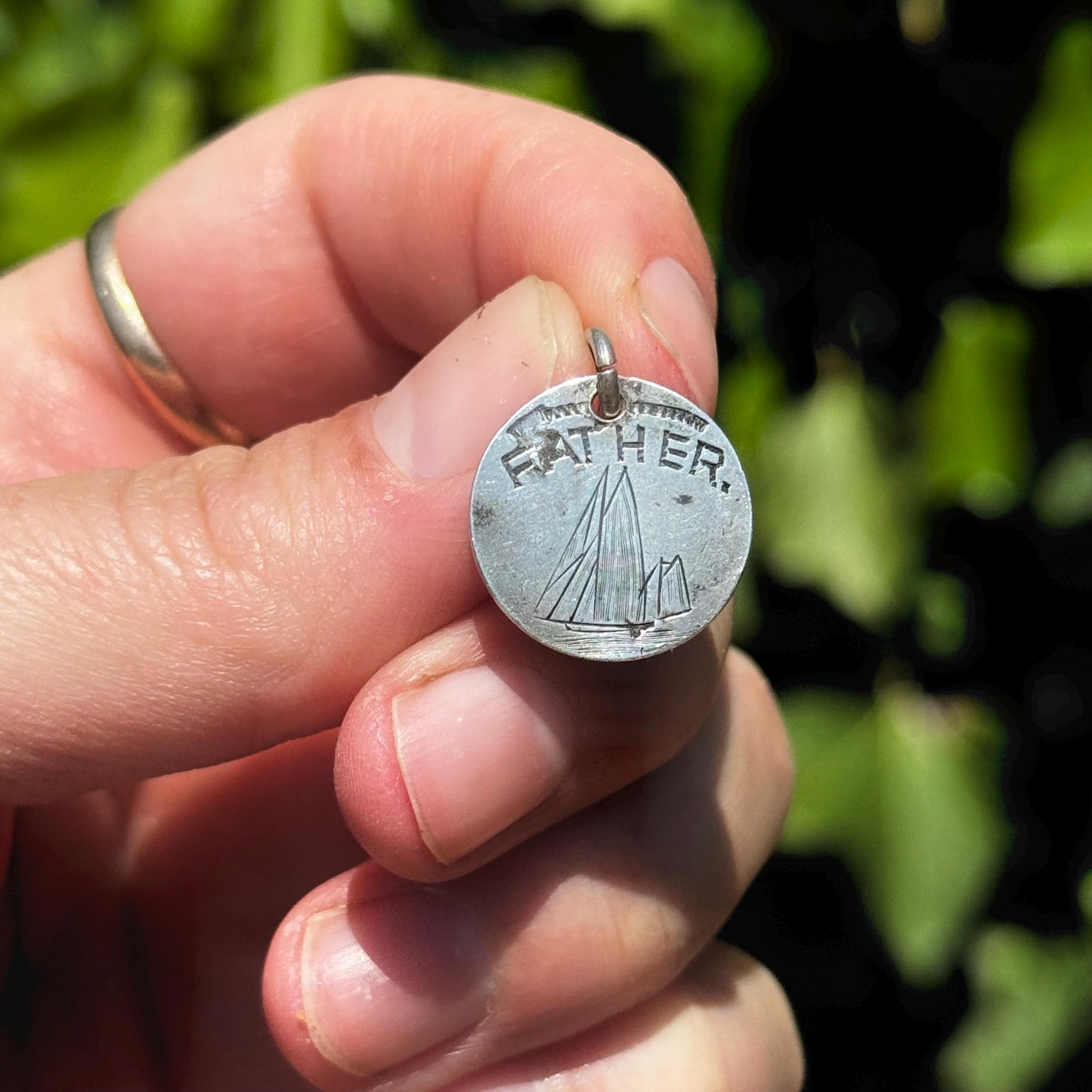 Victorian Love Token 'Father' Coin Pendant; Circa 1880