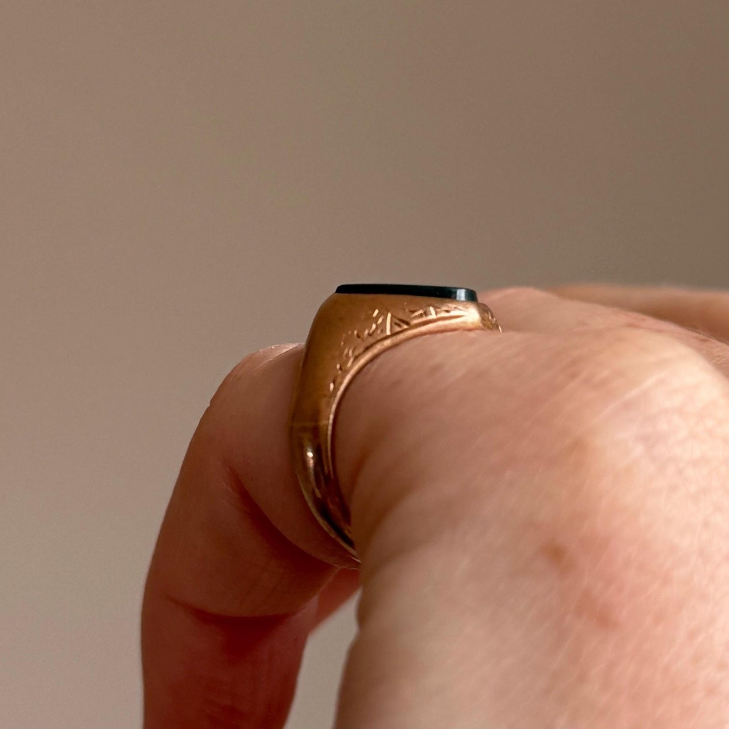 Antique Bloodstone Signet Ring in 9 Carat Rose Gold; Circa 1901