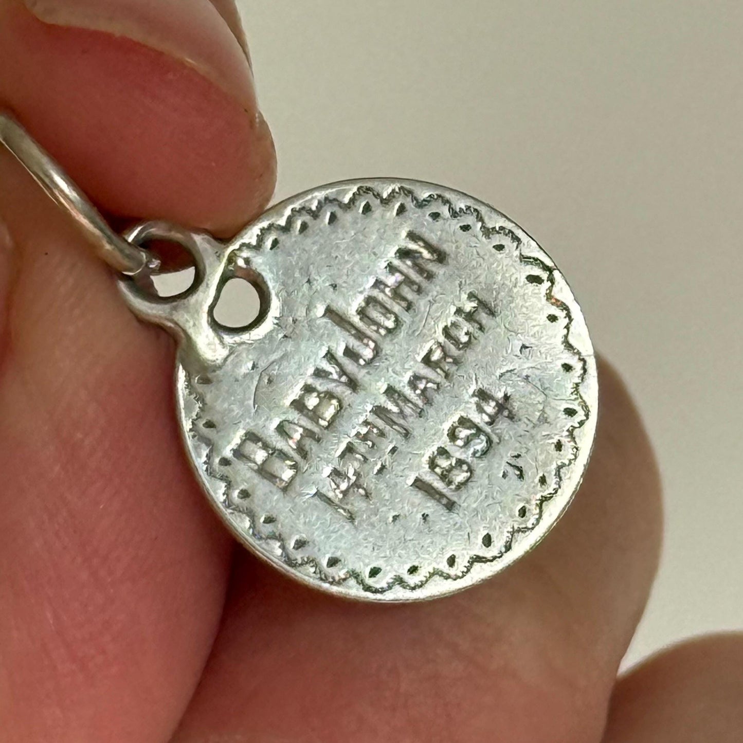 Victorian Love Token 'Baby John' Coin Pendant; Circa 1894
