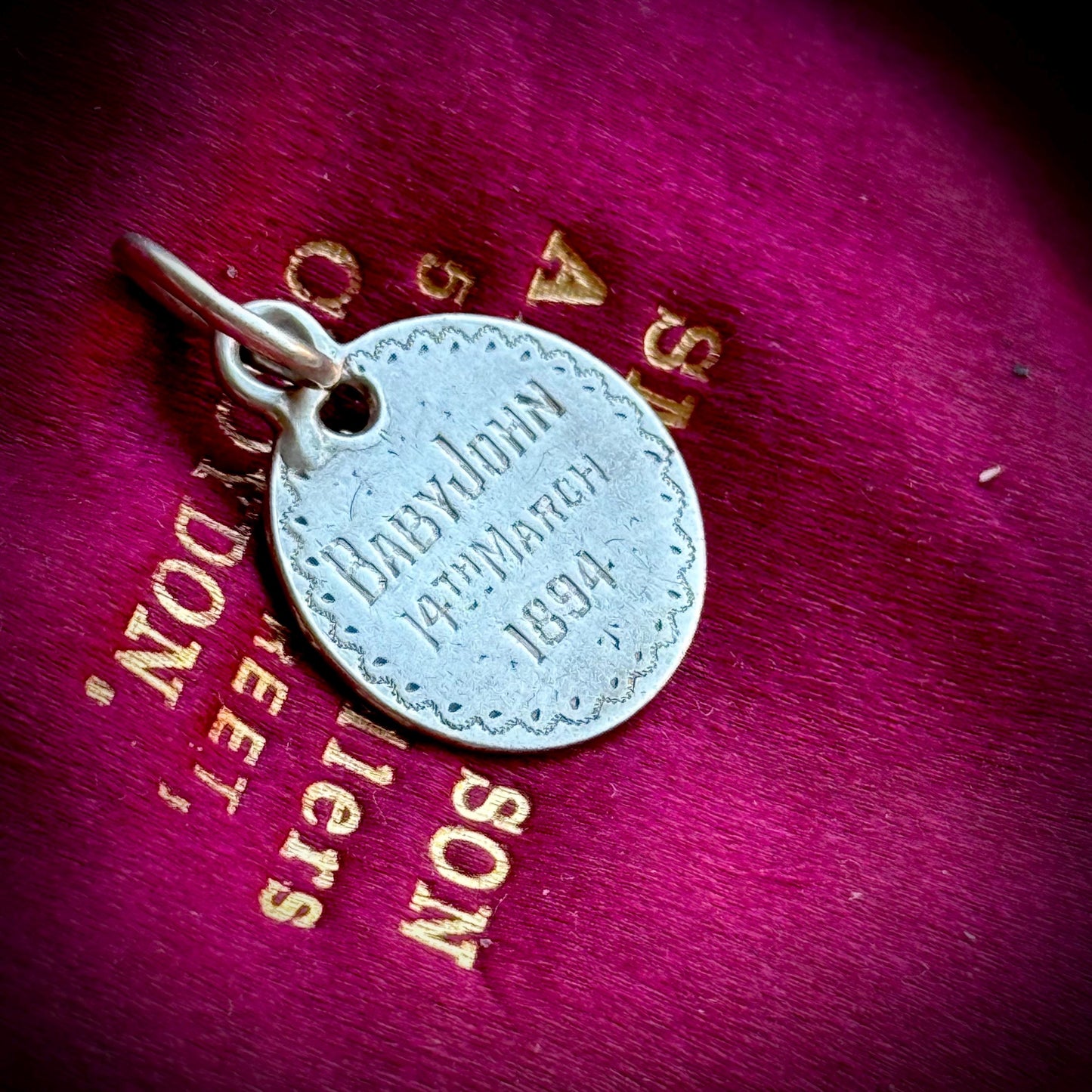 Victorian Love Token 'Baby John' Coin Pendant; Circa 1894