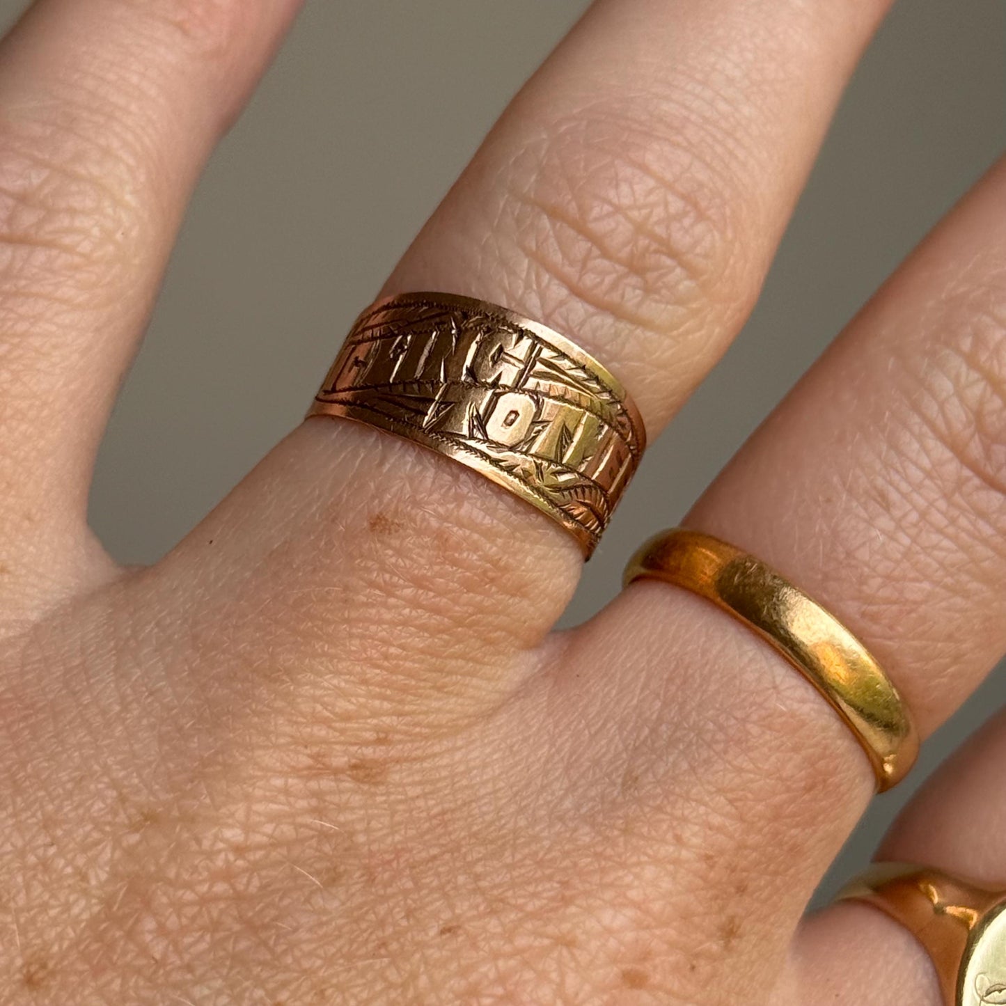 Antique ‘I cling to thee Ring in 9 Carat Rose Gold; Circa 1915