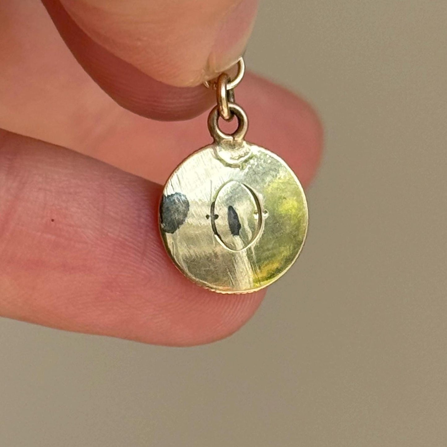 Victorian Love Token ‘LER & 'O' Coin Charm in 9 Carat Gold; Circa 1897