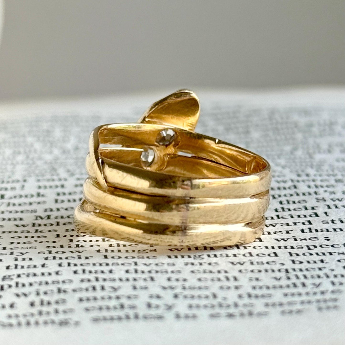 Antique Diamond Snake Ring in 18 Carat Gold; Circa 1900