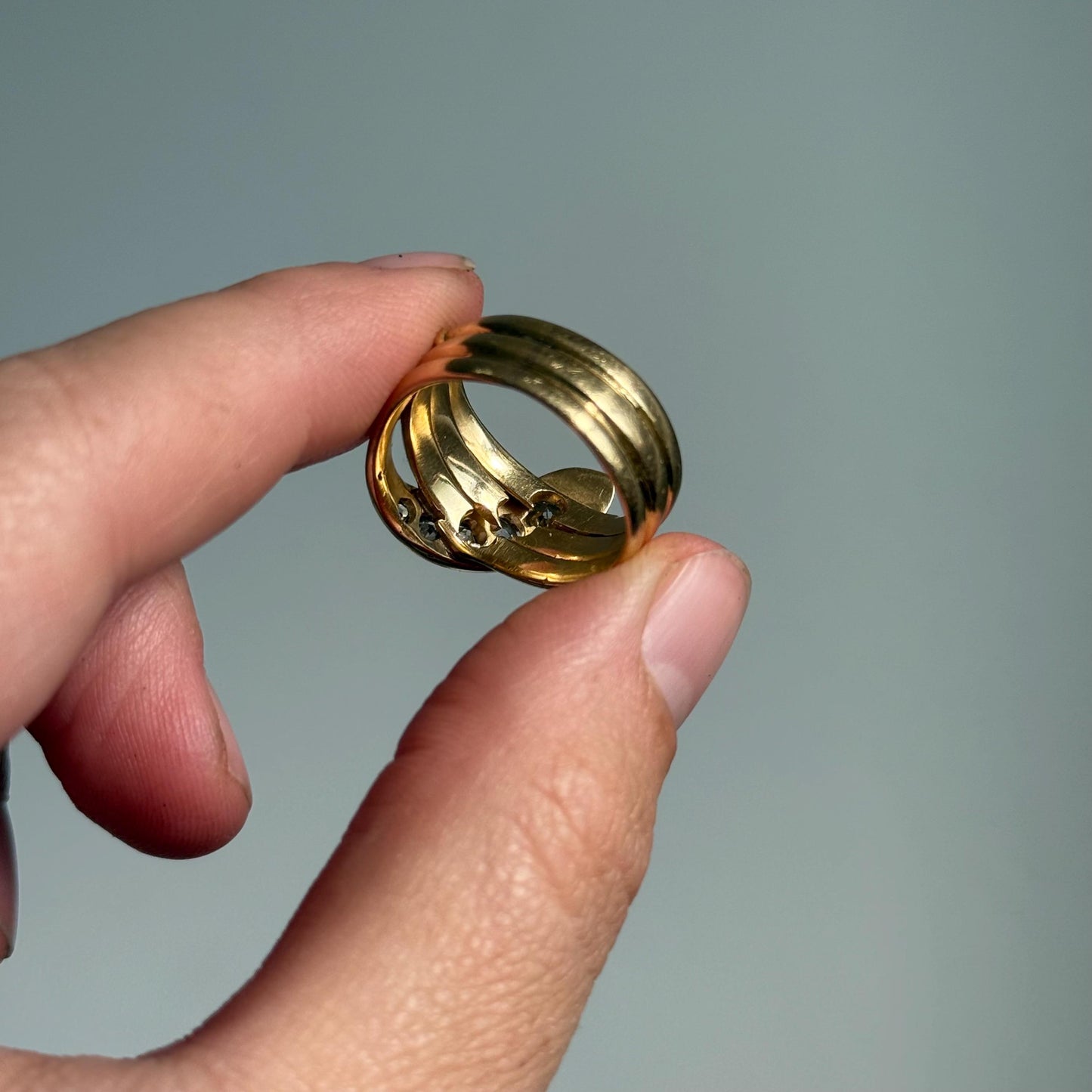 Antique Diamond Snake Ring in 18 Carat Gold; Circa 1900