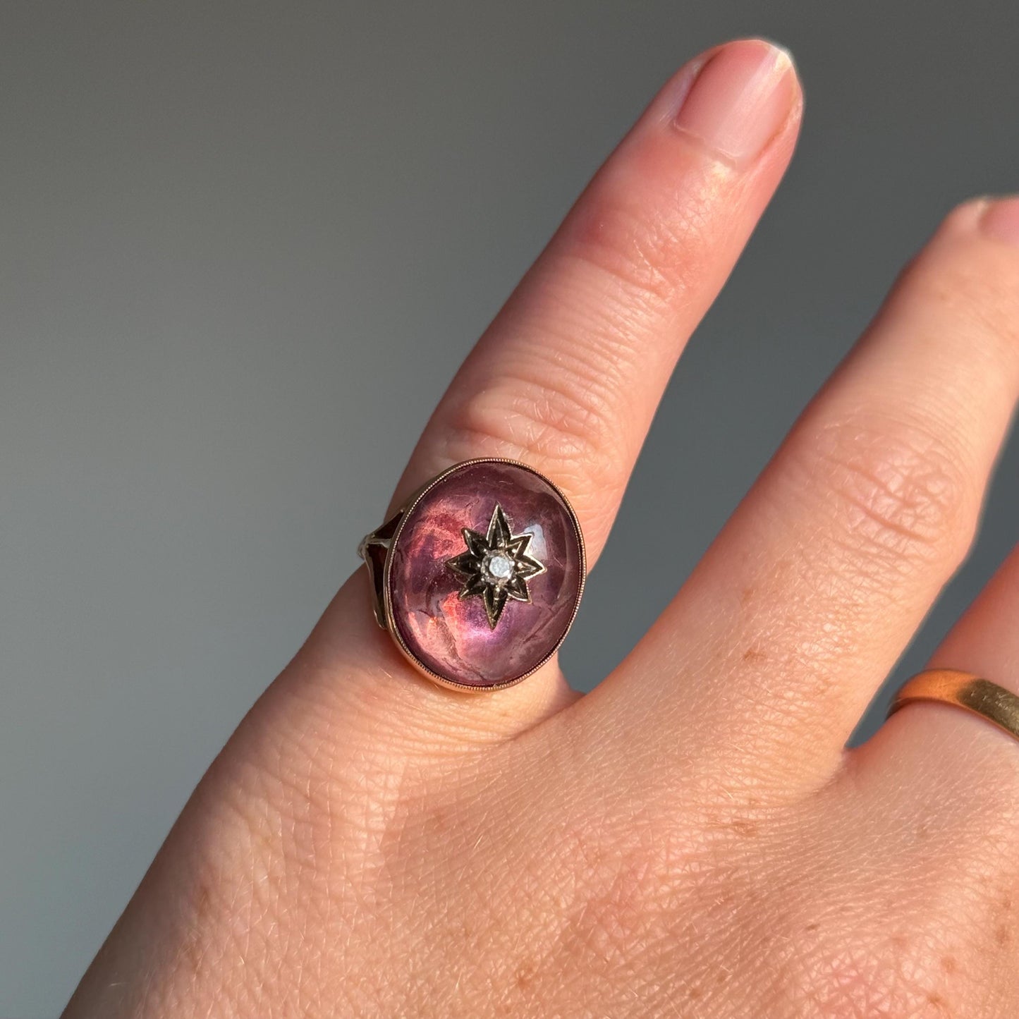 Antique Diamond Celestial Ring in 9 Carat Gold; Circa 1880