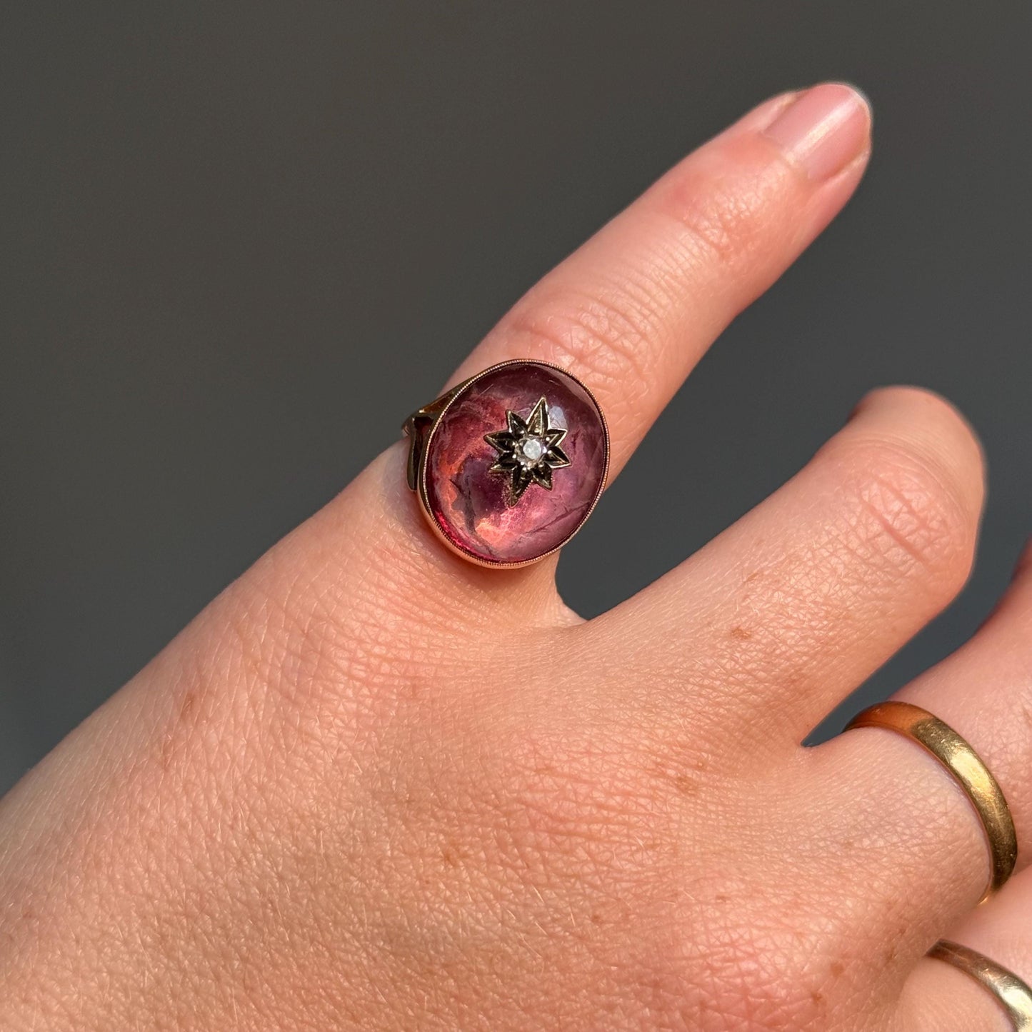 Antique Diamond Celestial Ring in 9 Carat Gold; Circa 1880