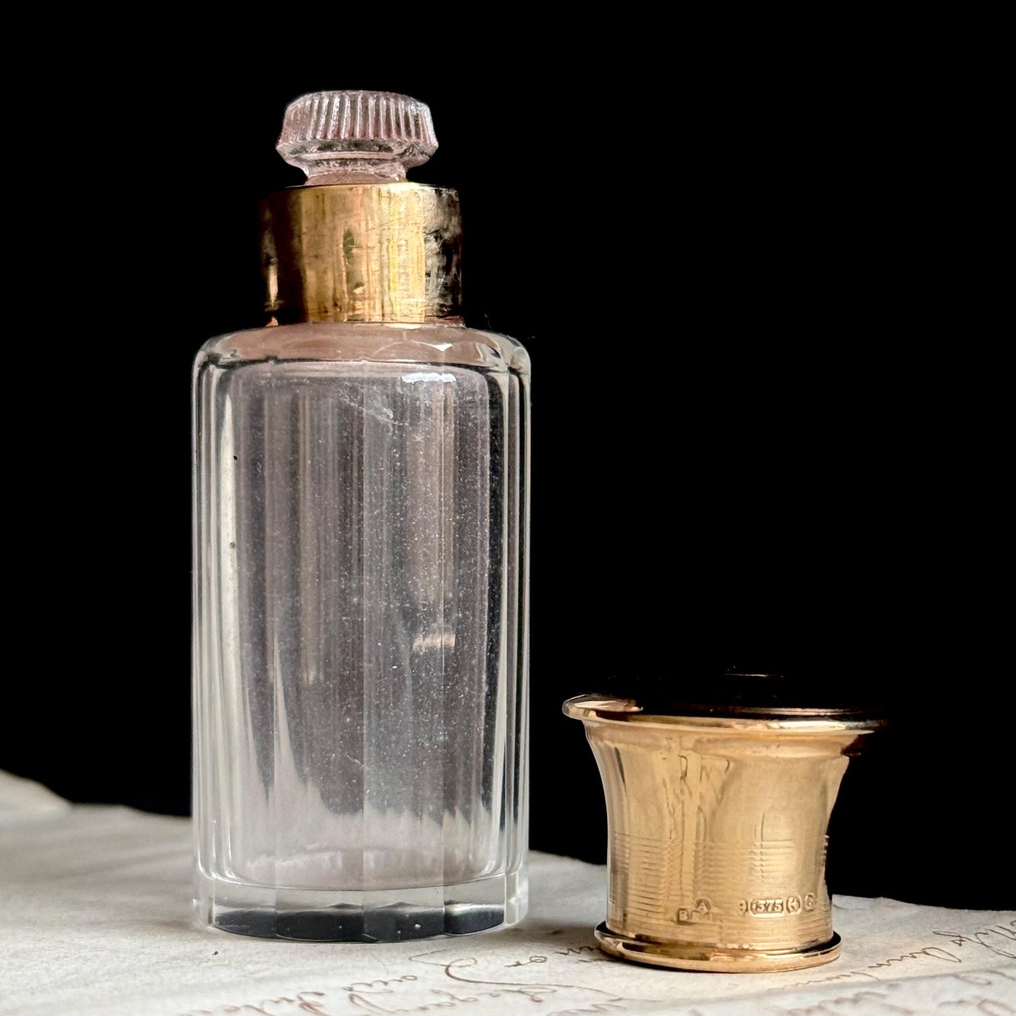 Antique Abrahams Brothers Gold & Glass Scent Bottle; Circa 1902
