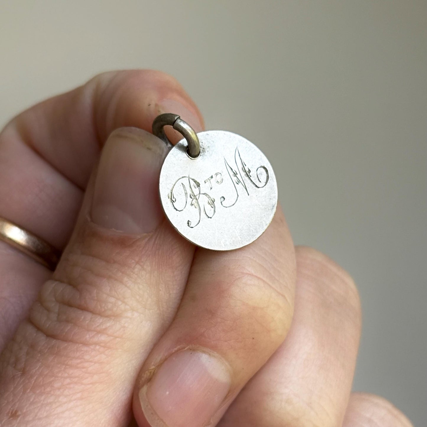 Victorian Love Token 'B to M' Coin Pendant; Circa 1860