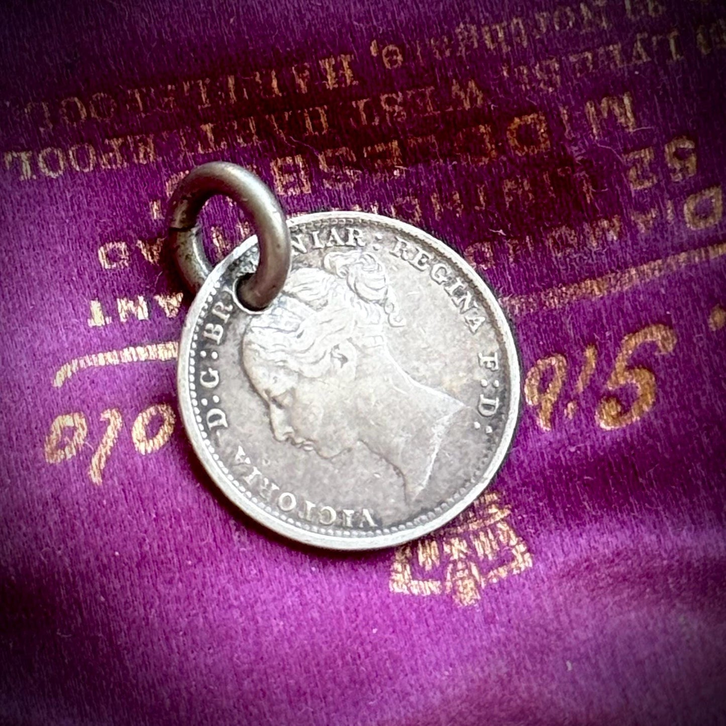 Victorian Love Token 'B to M' Coin Pendant; Circa 1860