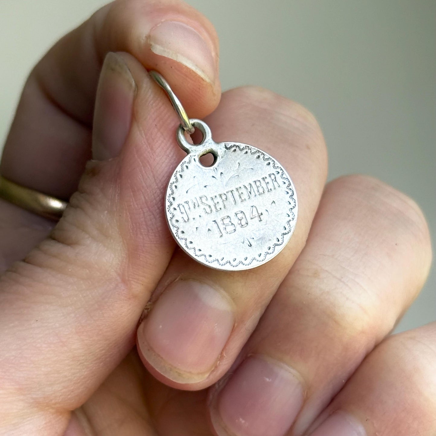 Victorian Love Token Coin Pendant; Circa 1884