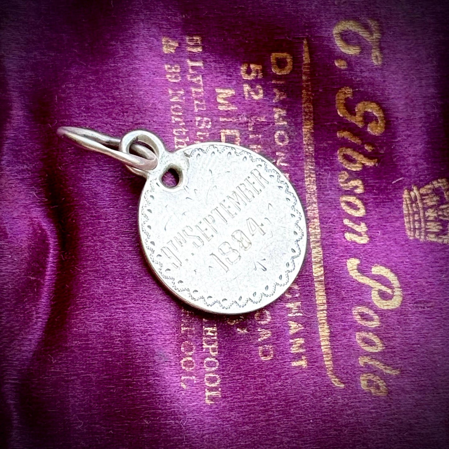 Victorian Love Token Coin Pendant; Circa 1884