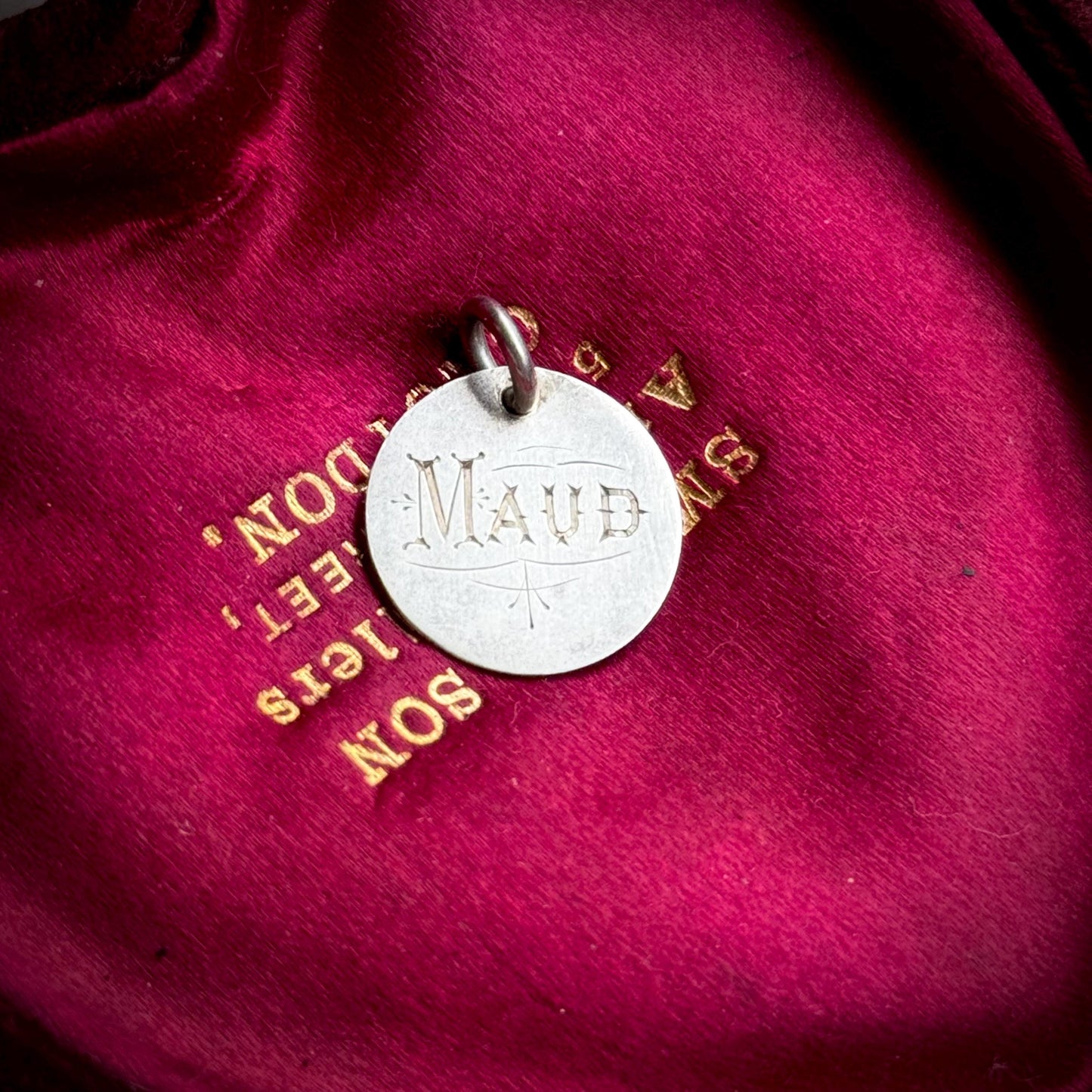 Antique Love Token 'Maud' Coin Pendant; Circa 1894