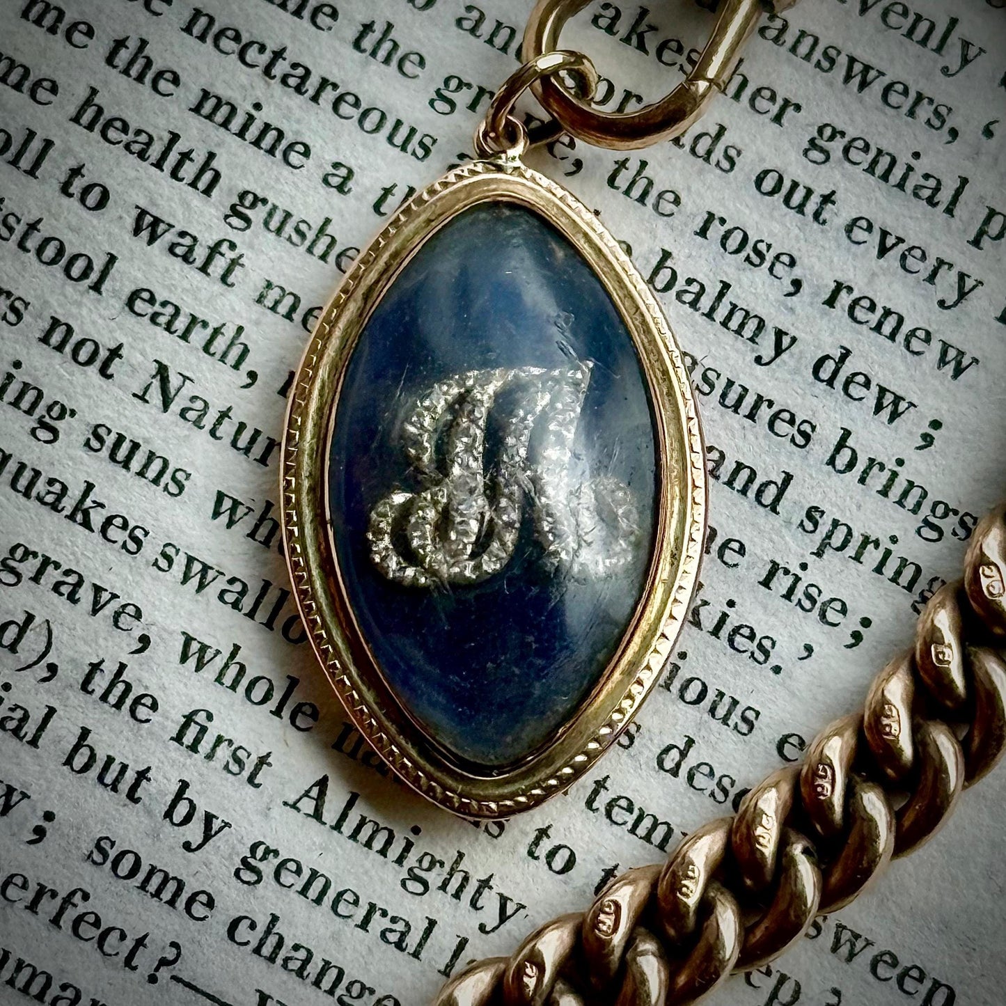 Georgian Diamond Set Mourning Pendant in 9 Carat Gold; Circa 1793