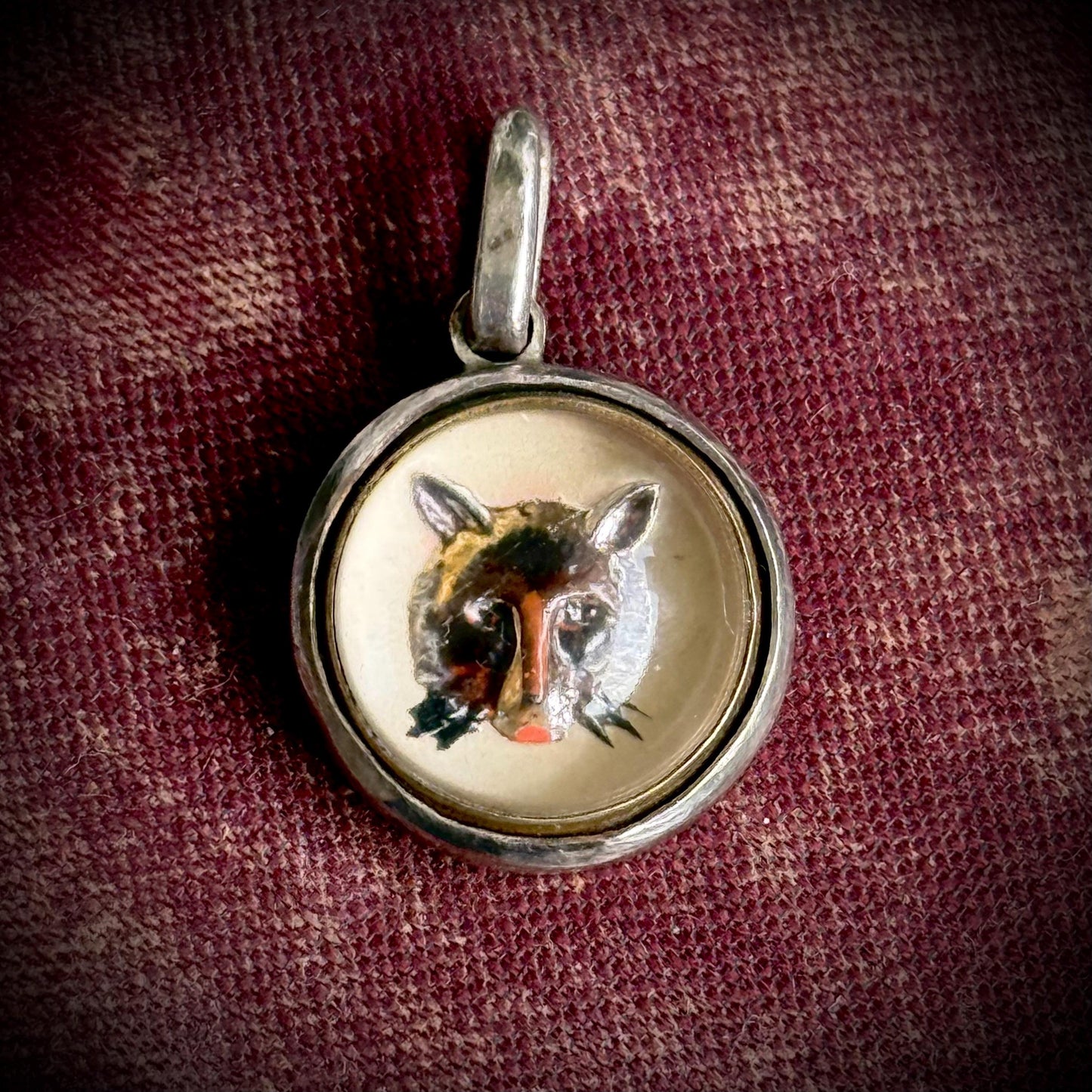 Vintage Trompe loeil Fox Handmade Pendant in Sterling Silver