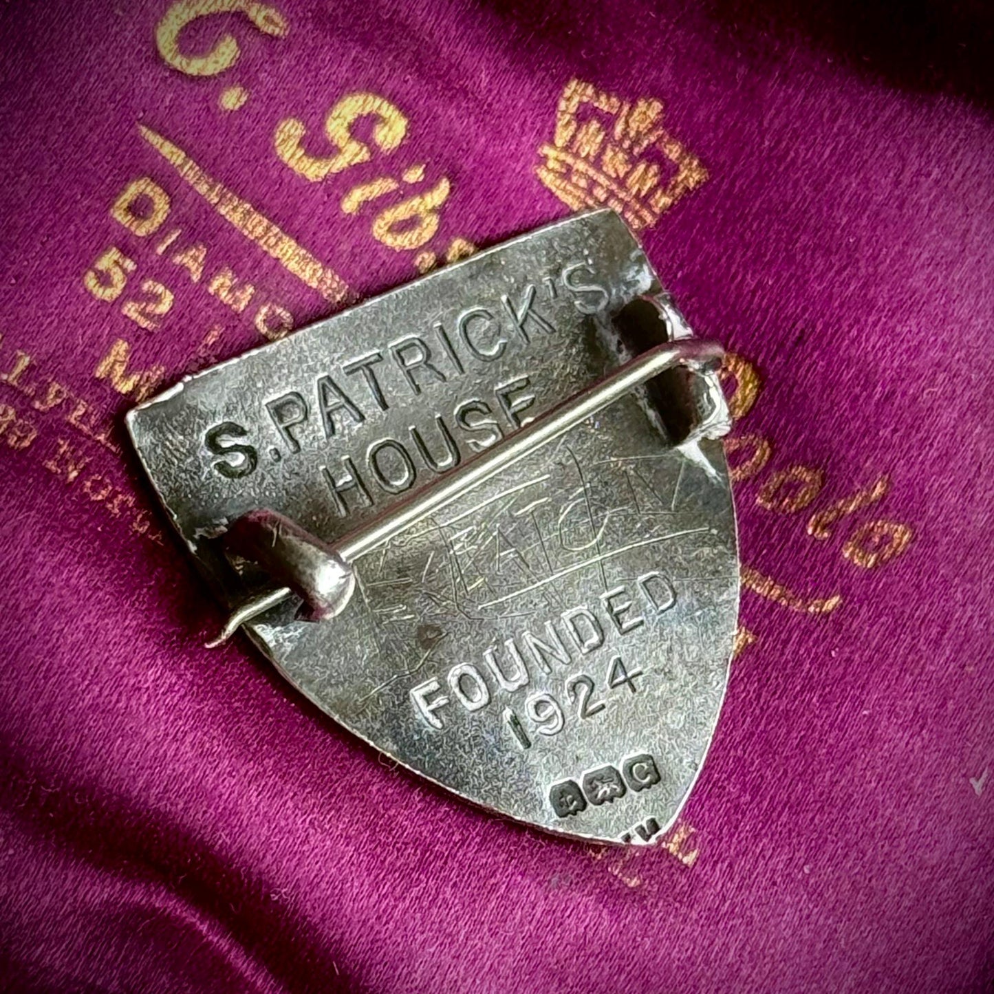 Antique Enamel College Silver Brooch; Circa 1827