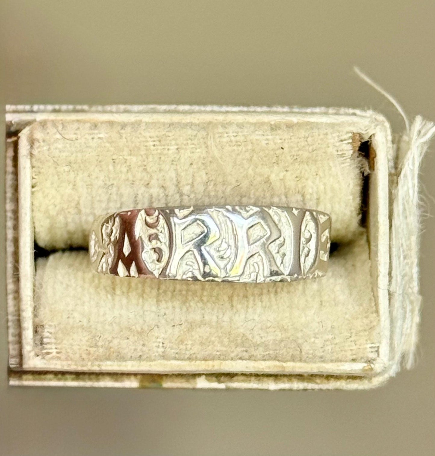 Rare Original Victorian ‘CARRIE Ring in Sterling Silver; Circa 1882