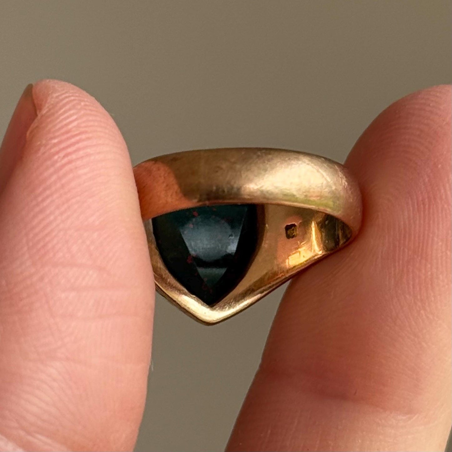 Antique Bloodstone Signet Ring in 9 Carat Rose Gold; Circa 1901