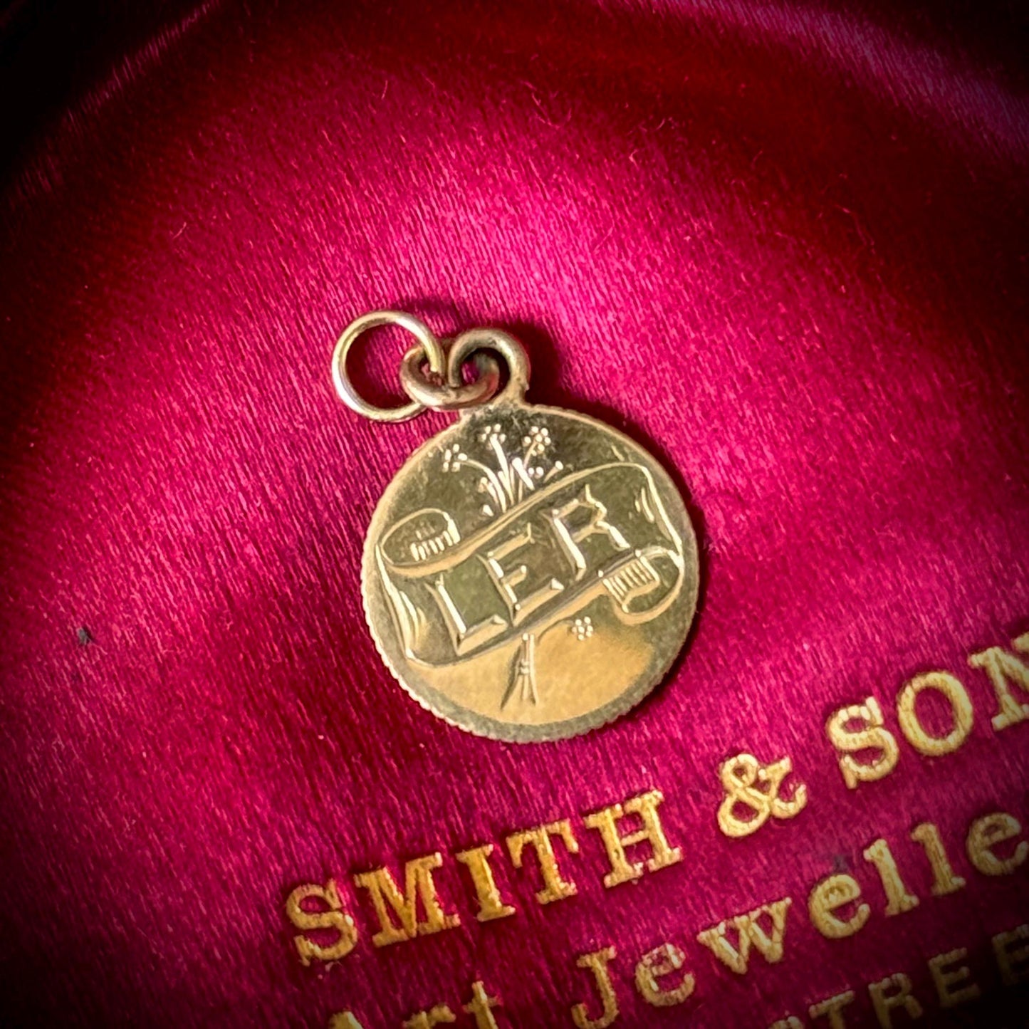 Victorian Love Token ‘LER & 'O' Coin Charm in 9 Carat Gold; Circa 1897