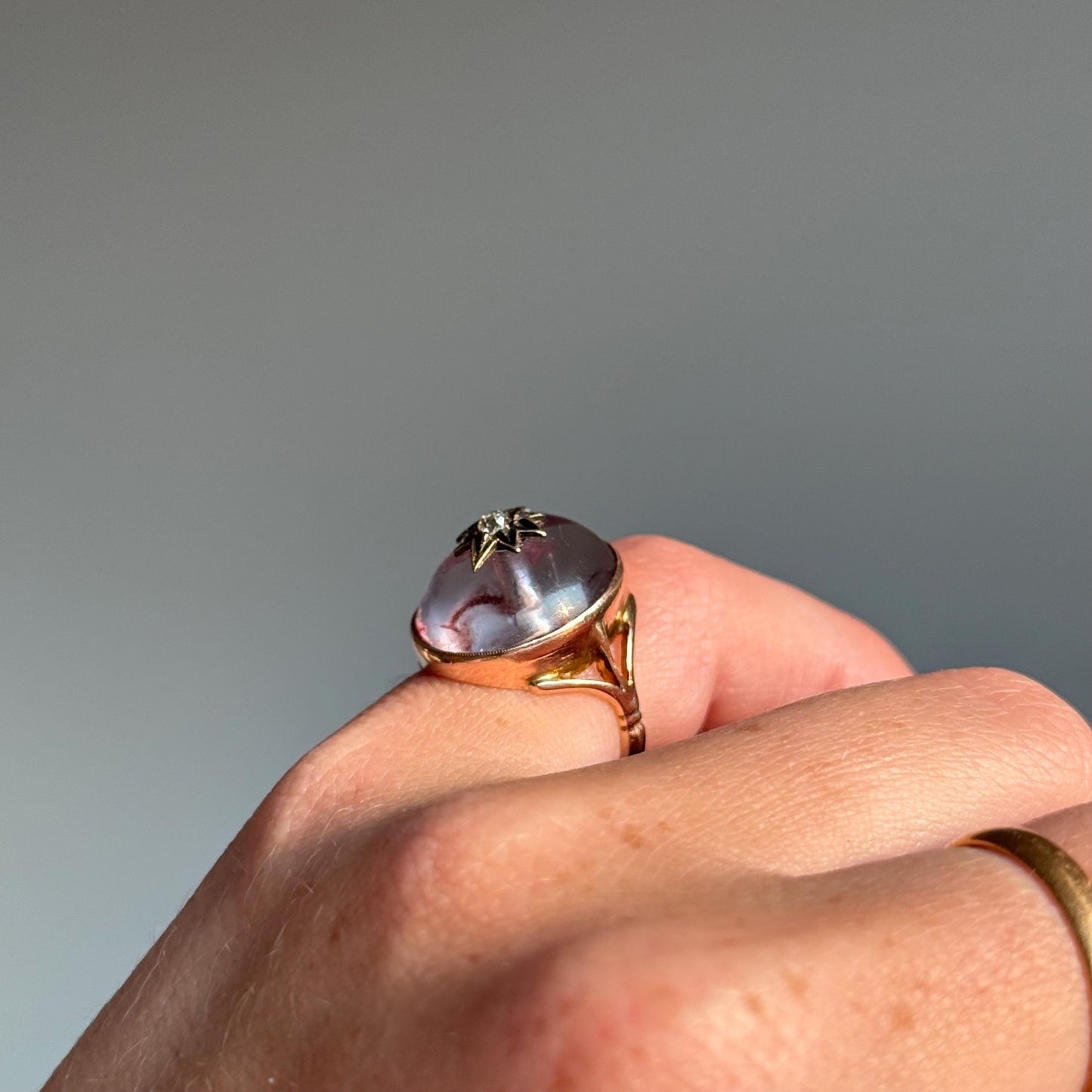 Antique Diamond Celestial Ring in 9 Carat Gold; Circa 1880