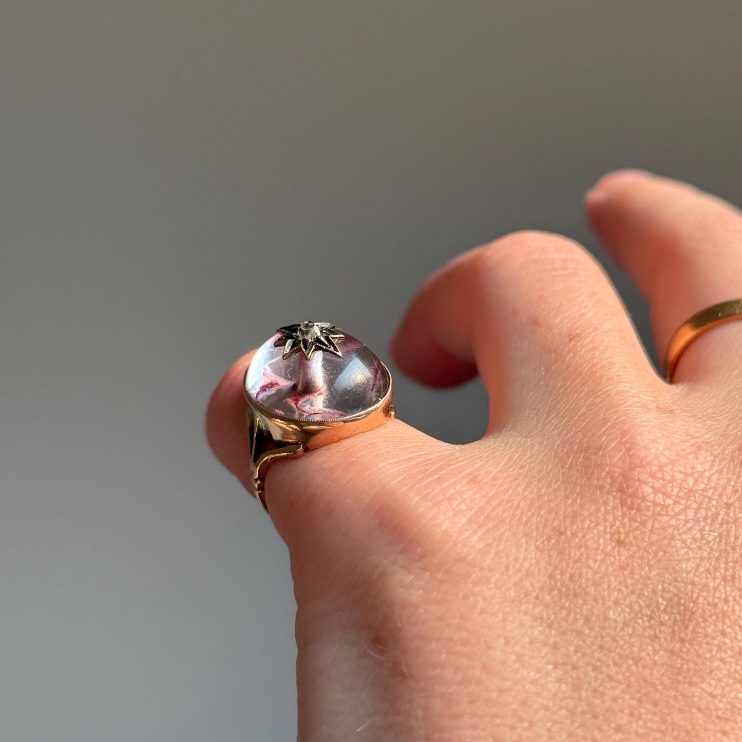 Antique Diamond Celestial Ring in 9 Carat Gold; Circa 1880