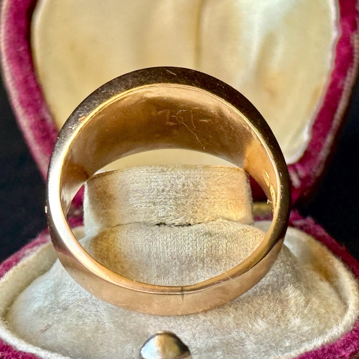 Antique Garnet Trilogy in 9 Carat Rose Gold Ring; Circa 1898