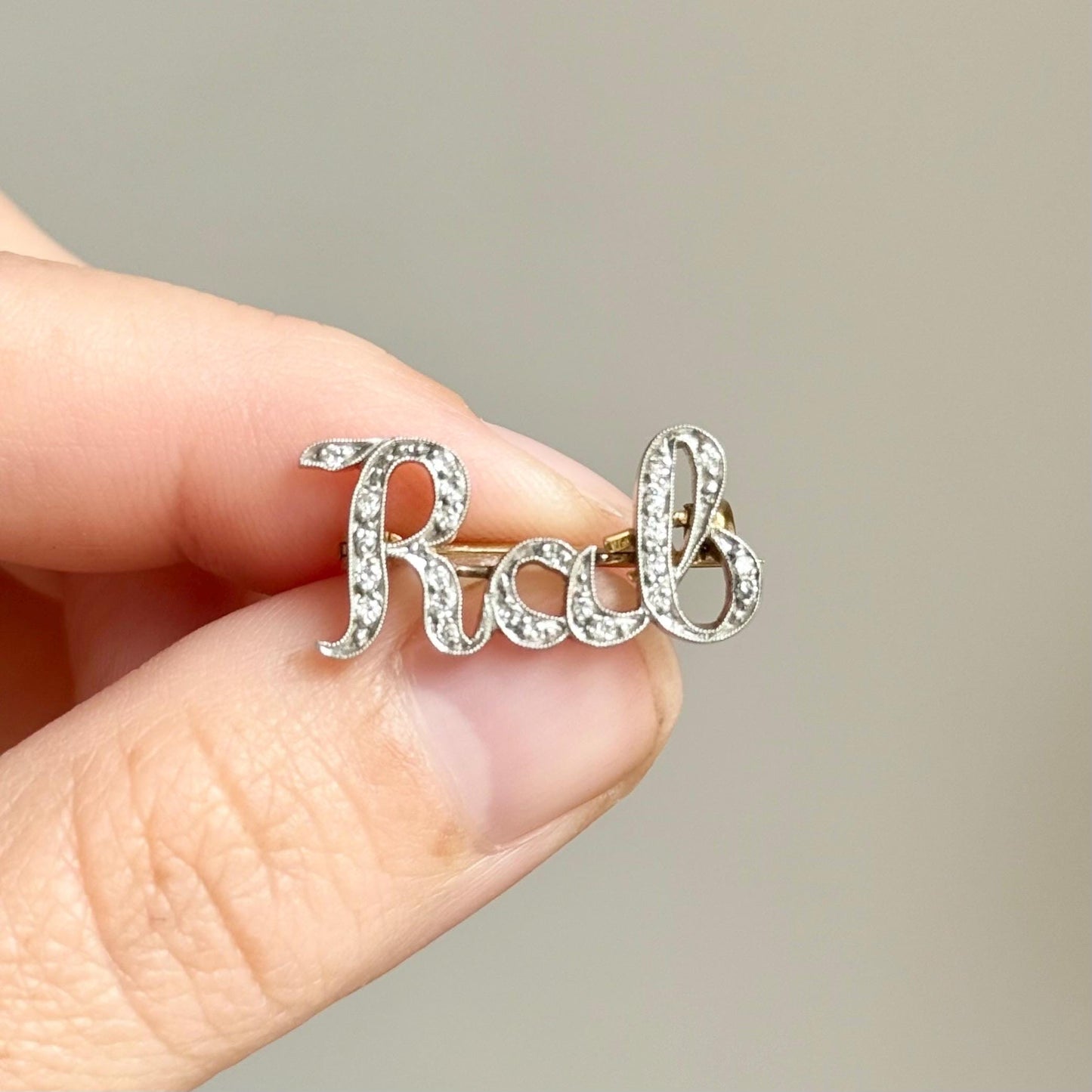 Antique 'Rab' Diamond Brooch in 18 Carat Gold; Circa 1900