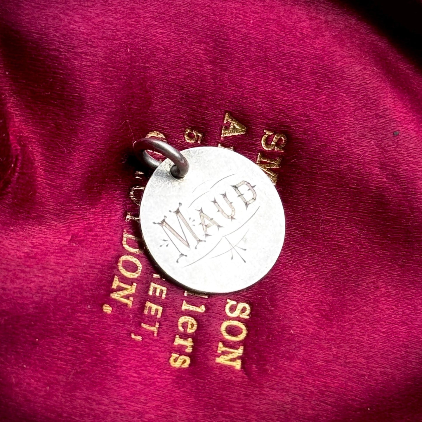 Antique Love Token 'Maud' Coin Pendant; Circa 1894