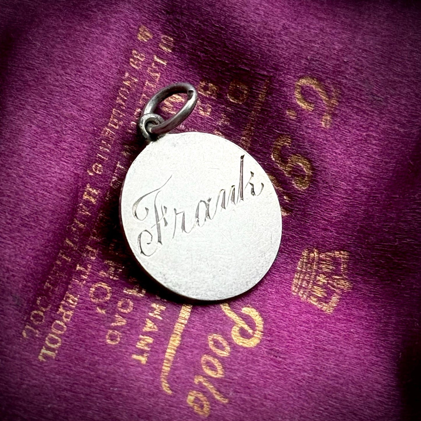 Antique Love Token 'Frank' Coin Pendant; Circa 1893