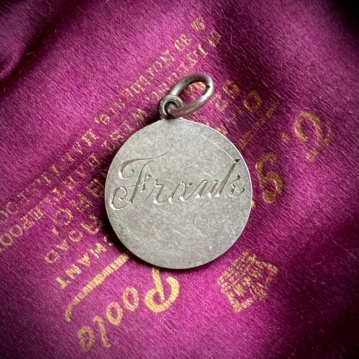Antique Love Token 'Frank' Coin Pendant; Circa 1893