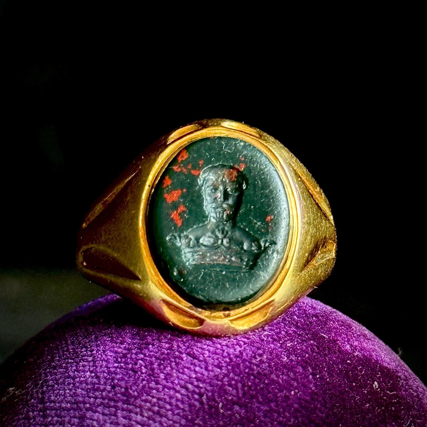 Antique Intaglio Signet Ring in 18 Carat Gold; Circa 1895