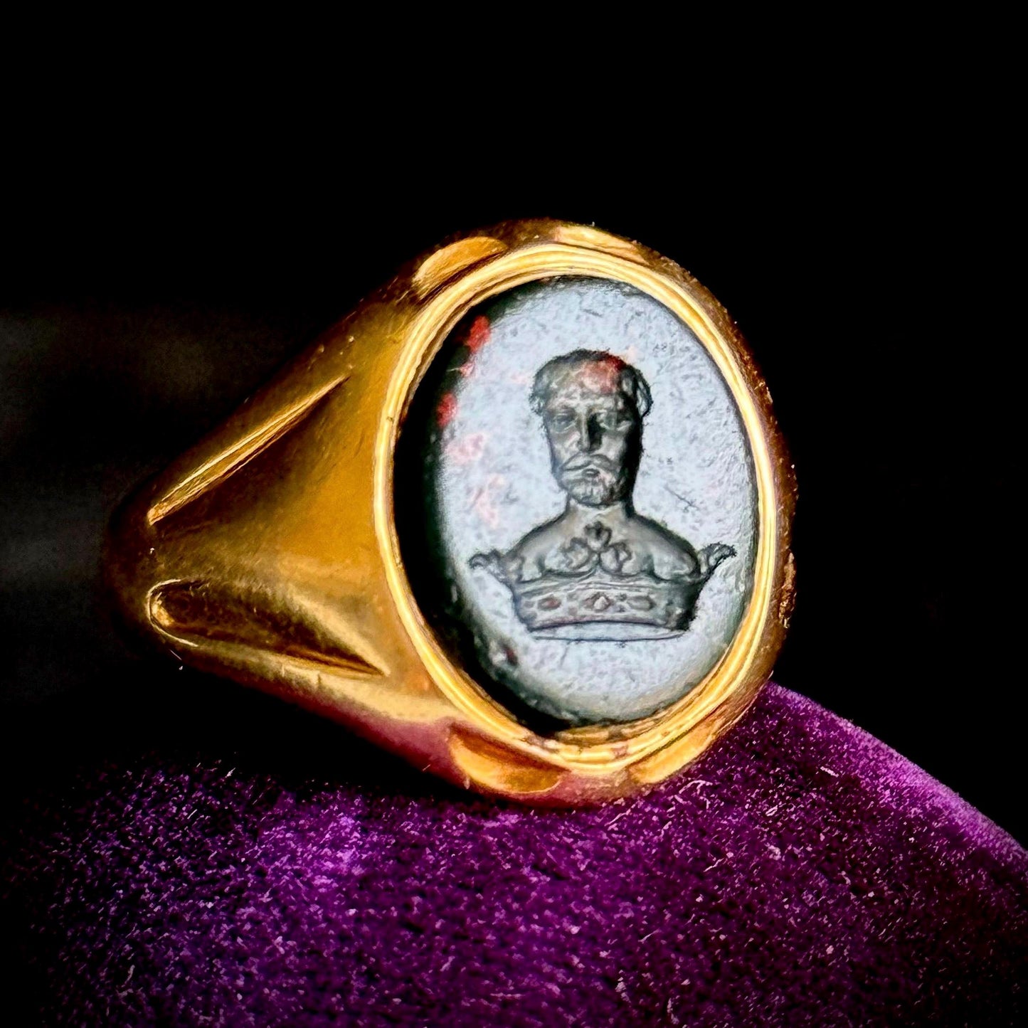 Antique Intaglio Signet Ring in 18 Carat Gold; Circa 1895